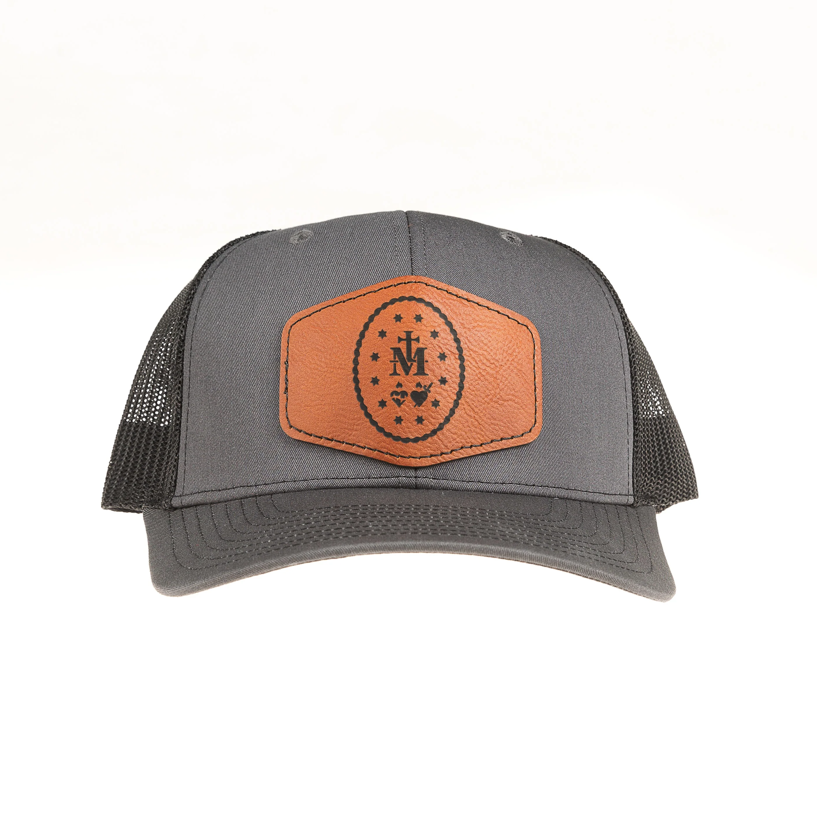 Miraculous Medal Leather Patch Ball Cap - Image 2