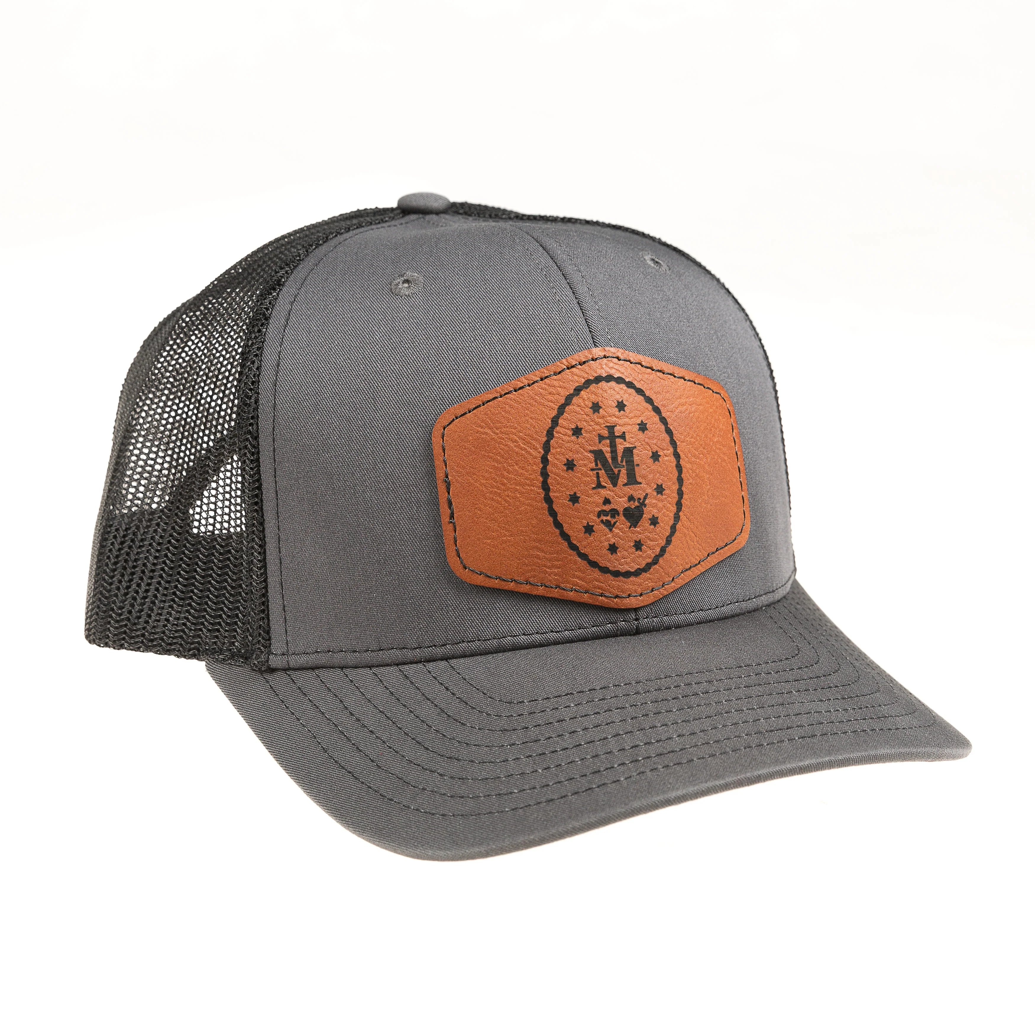 Miraculous Medal Leather Patch Ball Cap - Image 3