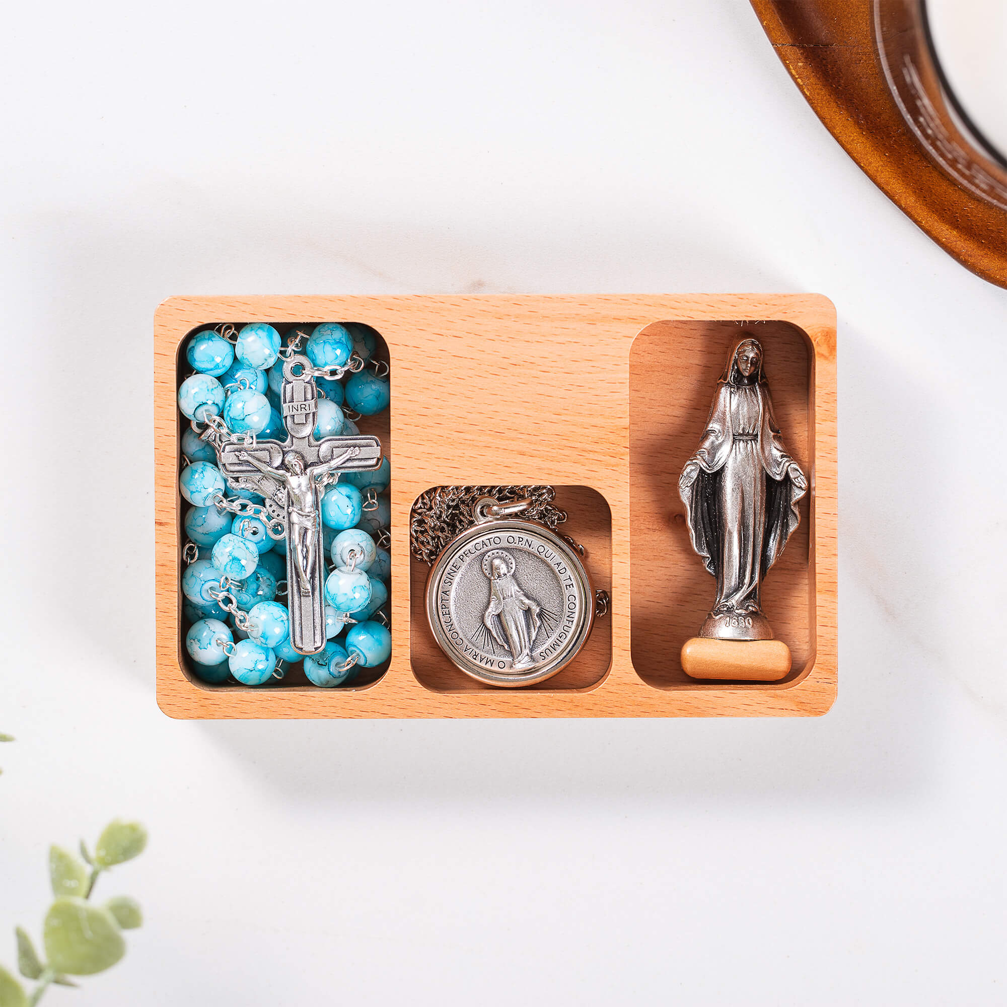 Miraculous Medal Rosary, Necklace, & Figurine Gift Set - Image 4