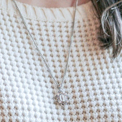 Miraculous Medal with Four Hearts and Crystal Stone