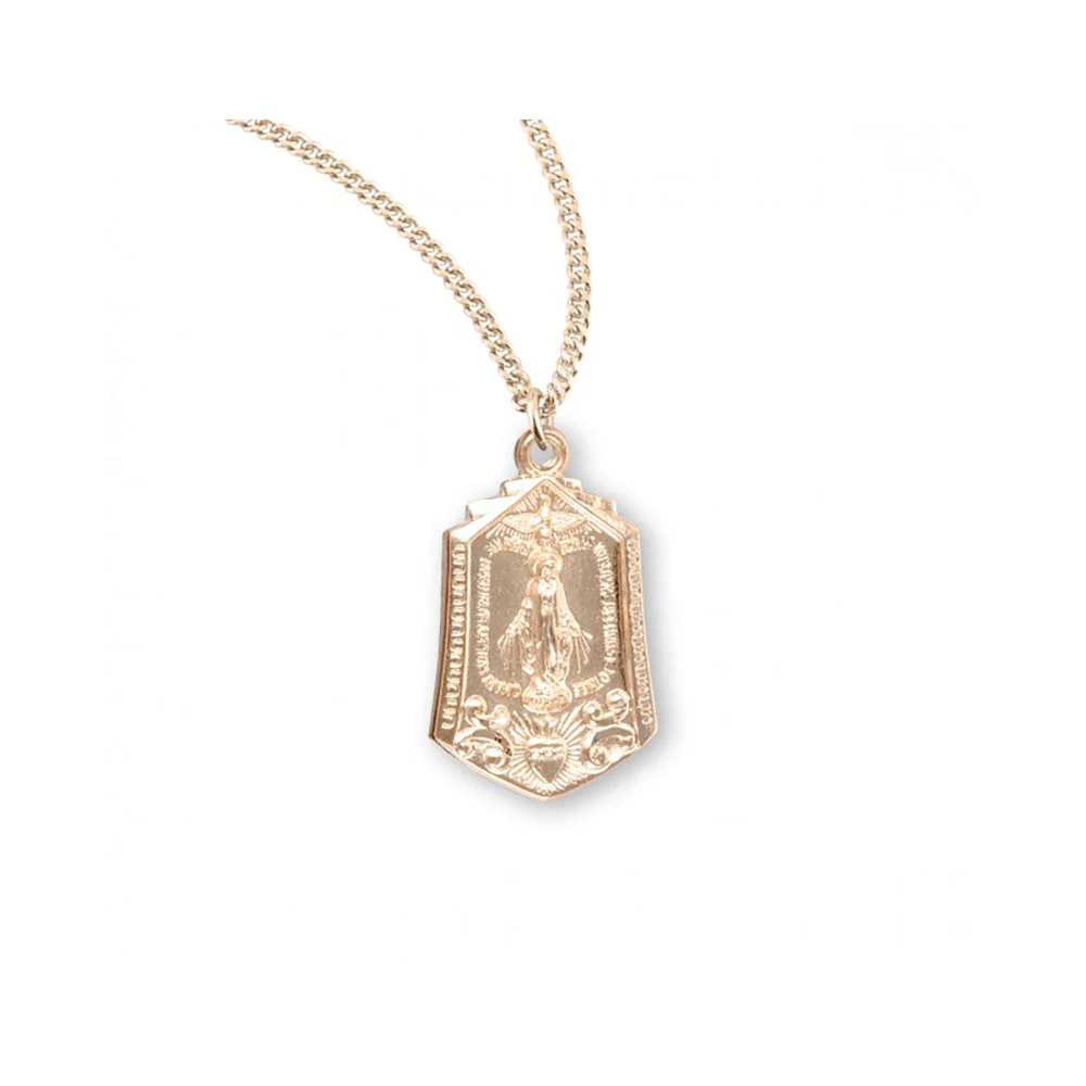 Miraculous Medal with Sacred Heart Necklace - Silver or Gold over Silver
