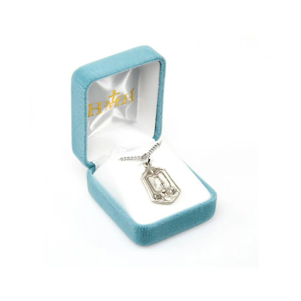 Miraculous Medal with Sacred Heart Necklace - Silver or Gold over Silver - Image 7