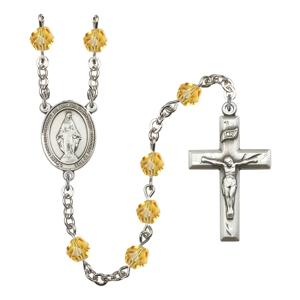 Miraculous Yellow November Rosary 6mm