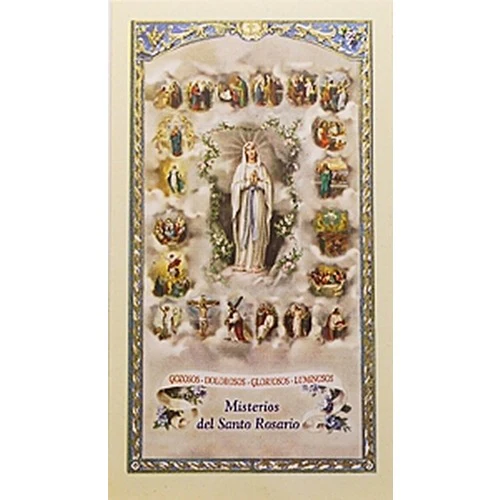 Misterios Del Santo Rosario (Mysteries of Rosary) -  Spanish Prayer Card