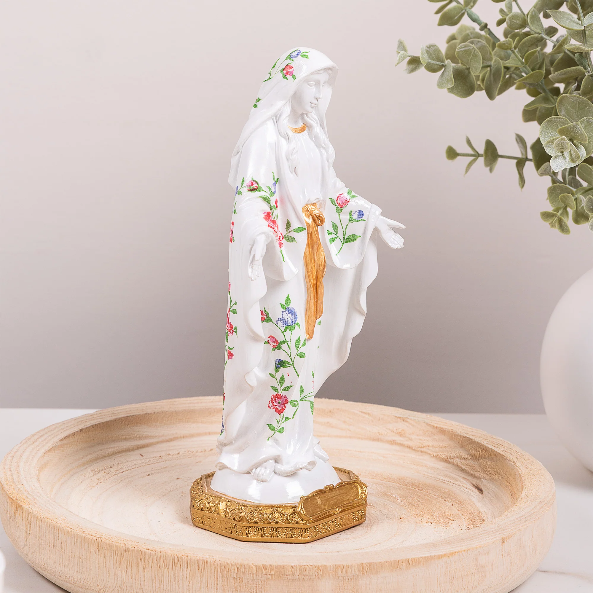 Mixed Floral Our Lady of Grace Statue - 8" - Image 2