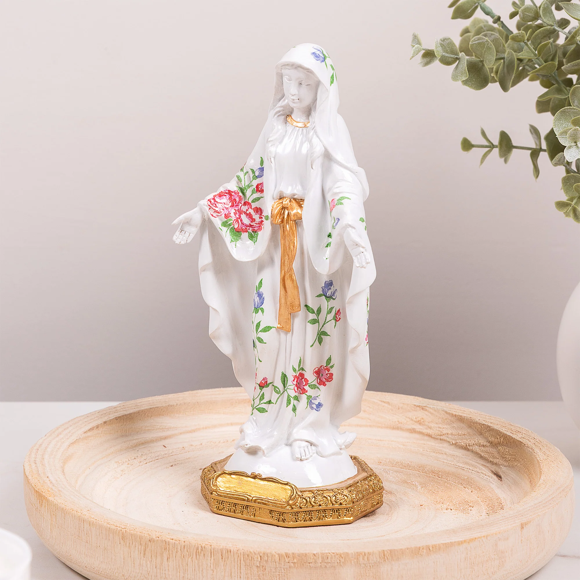 Mixed Floral Our Lady of Grace Statue - 8" - Image 3