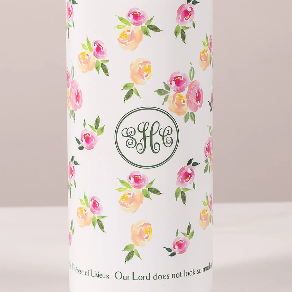 Monogramed Floral St. Therese Water Bottle - Image 2
