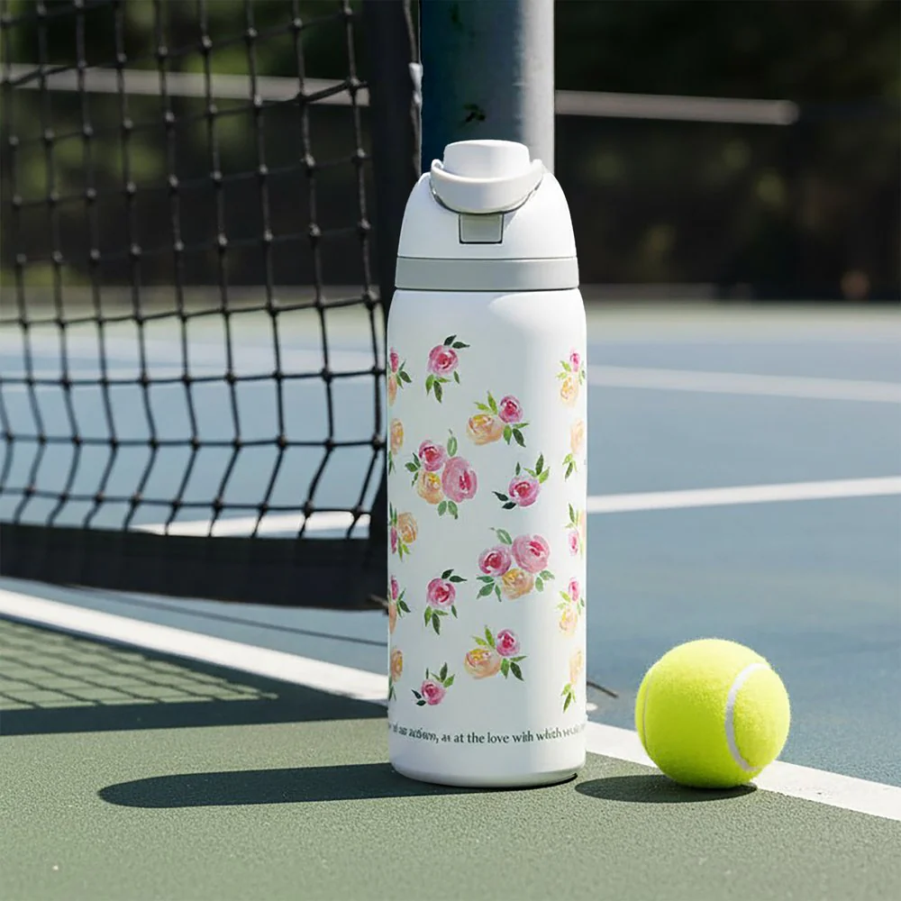 Monogramed Floral St. Therese Water Bottle - Image 4