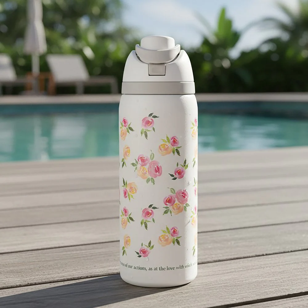 Monogramed Floral St. Therese Water Bottle - Image 5