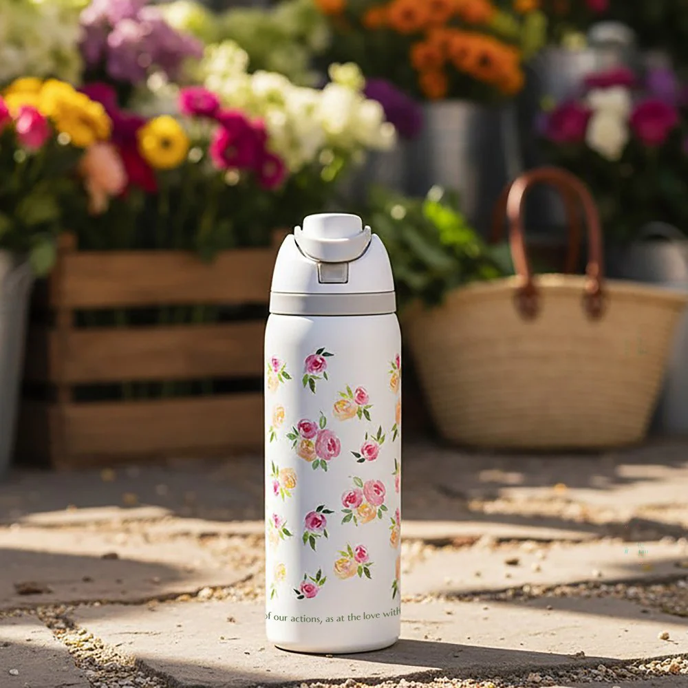 Monogramed Floral St. Therese Water Bottle - Image 6