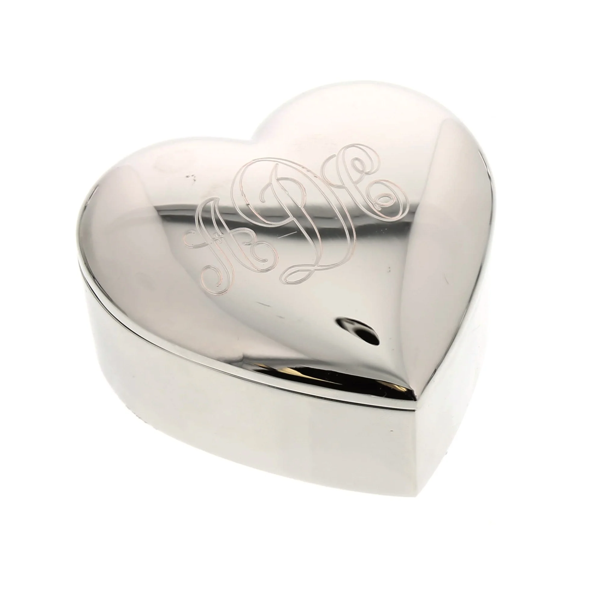 Monogrammed Silver Heart Keepsake Box