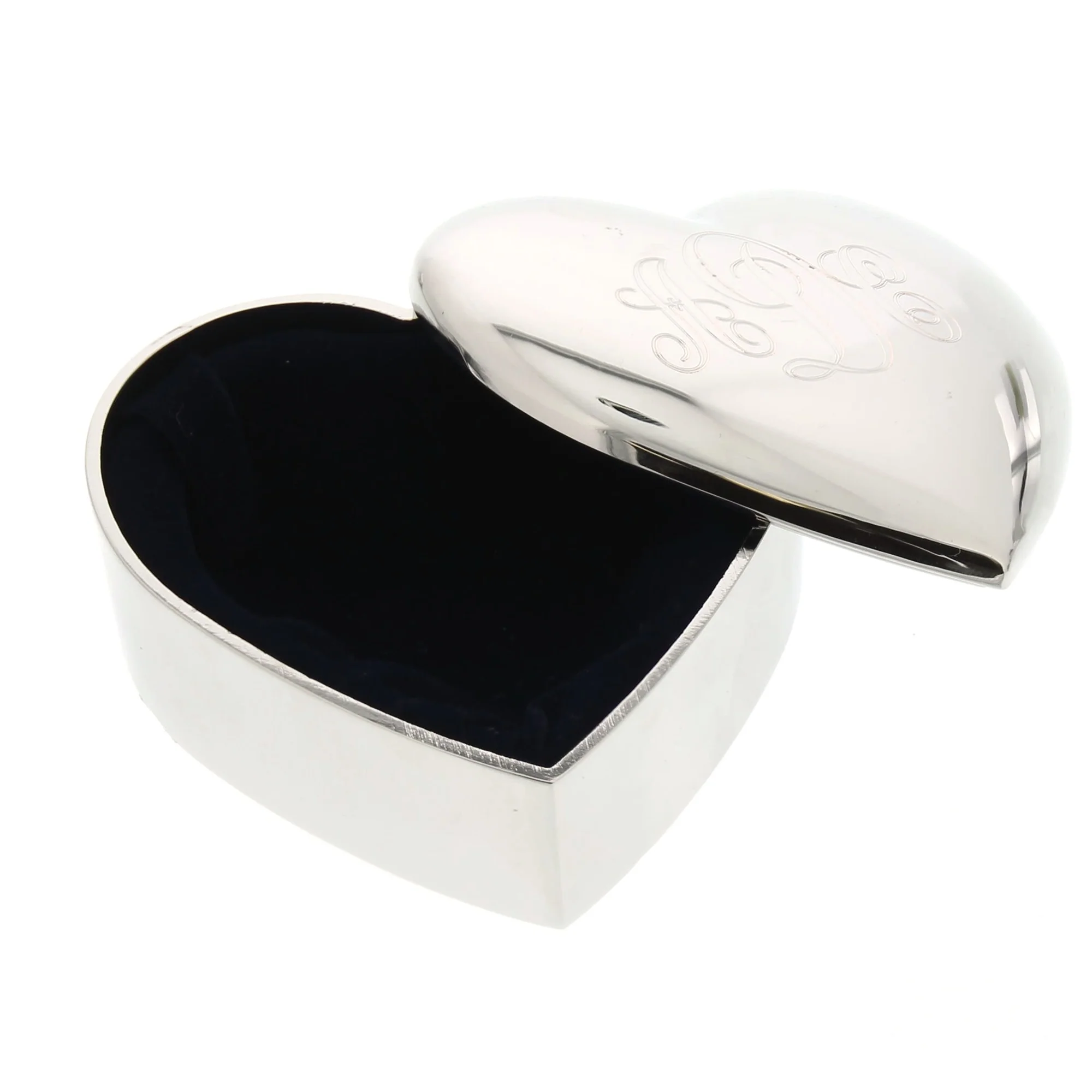 Monogrammed Silver Heart Keepsake Box - Image 2