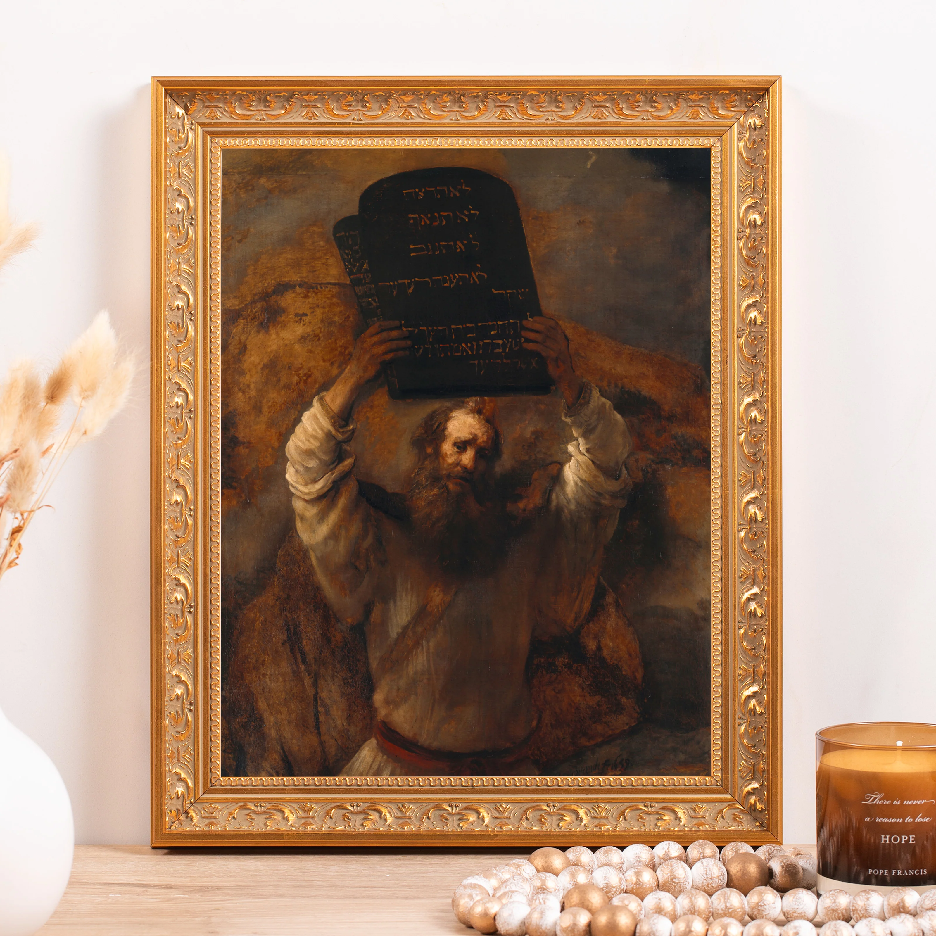 Moses with the Ten Commandments Framed Canvas - Sacred Classics Collection