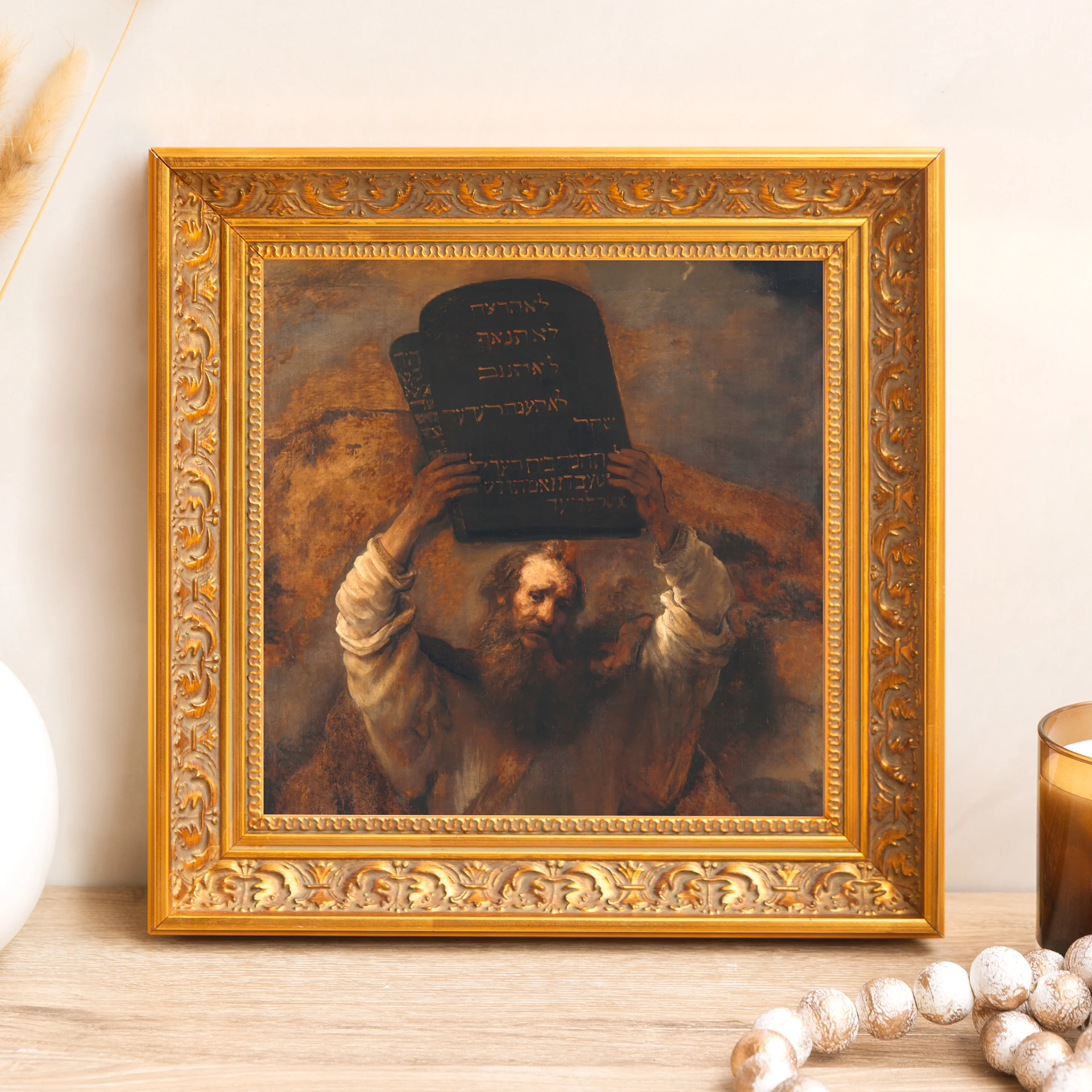 Moses with the Ten Commandments Framed Canvas - Sacred Mini Collection