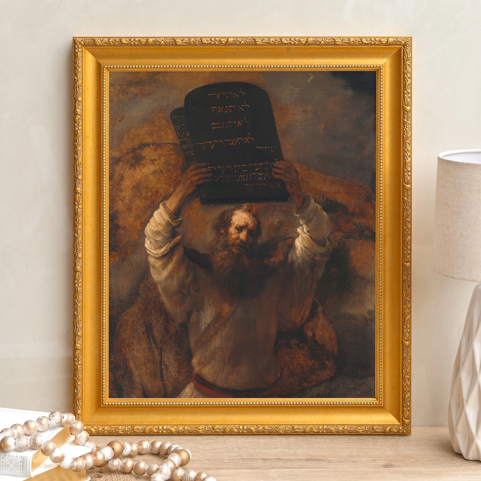 Moses with the Ten Commandments Framed Canvas - Sacred Signature Collection - Image 4