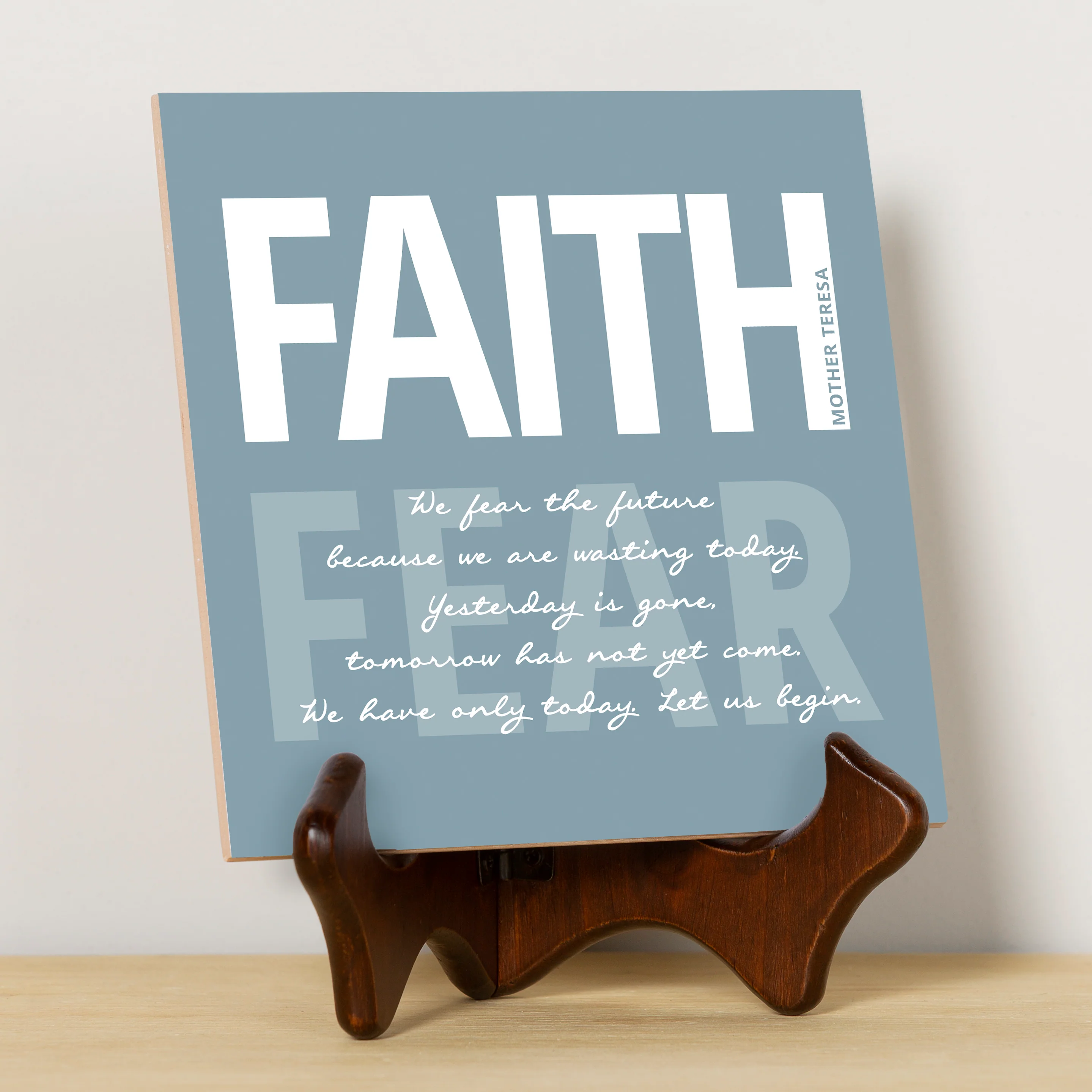 Mother Teresa Faith Over Fear Tile