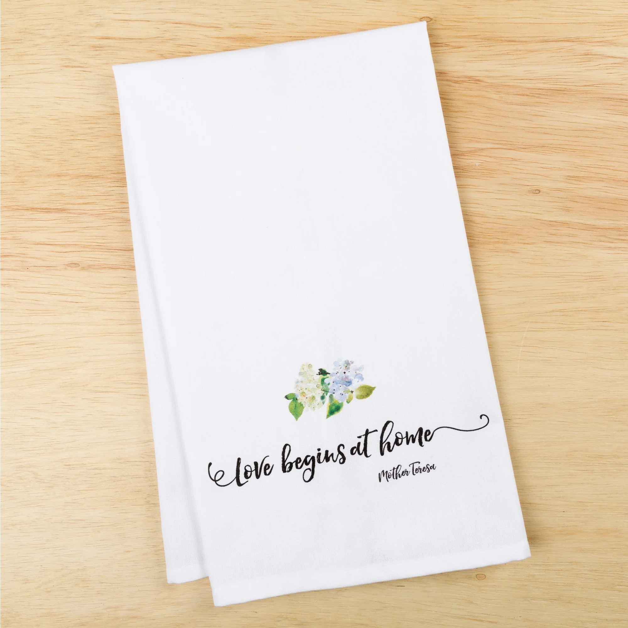 Mother Teresa "Love Begins at Home" Dish Towel