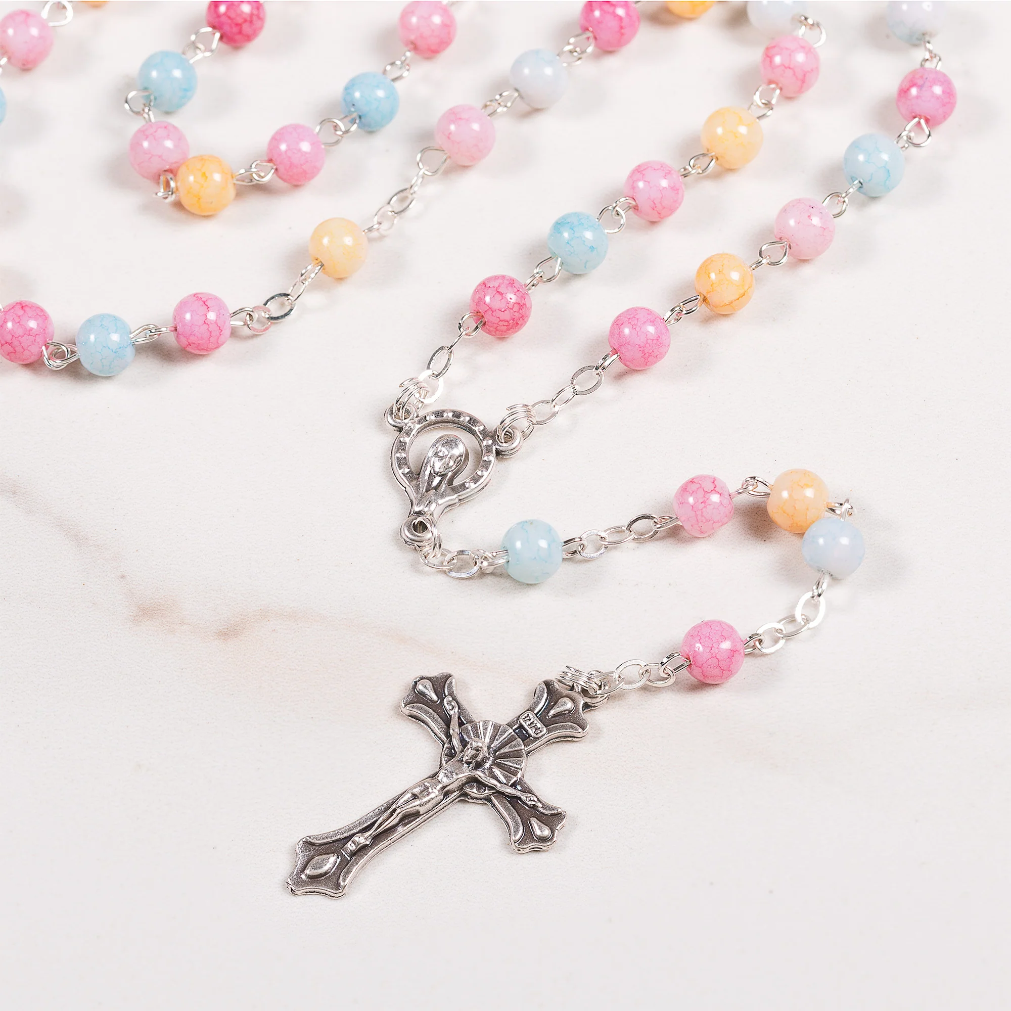 Multicolored Frosted Glass Pastel Rosary