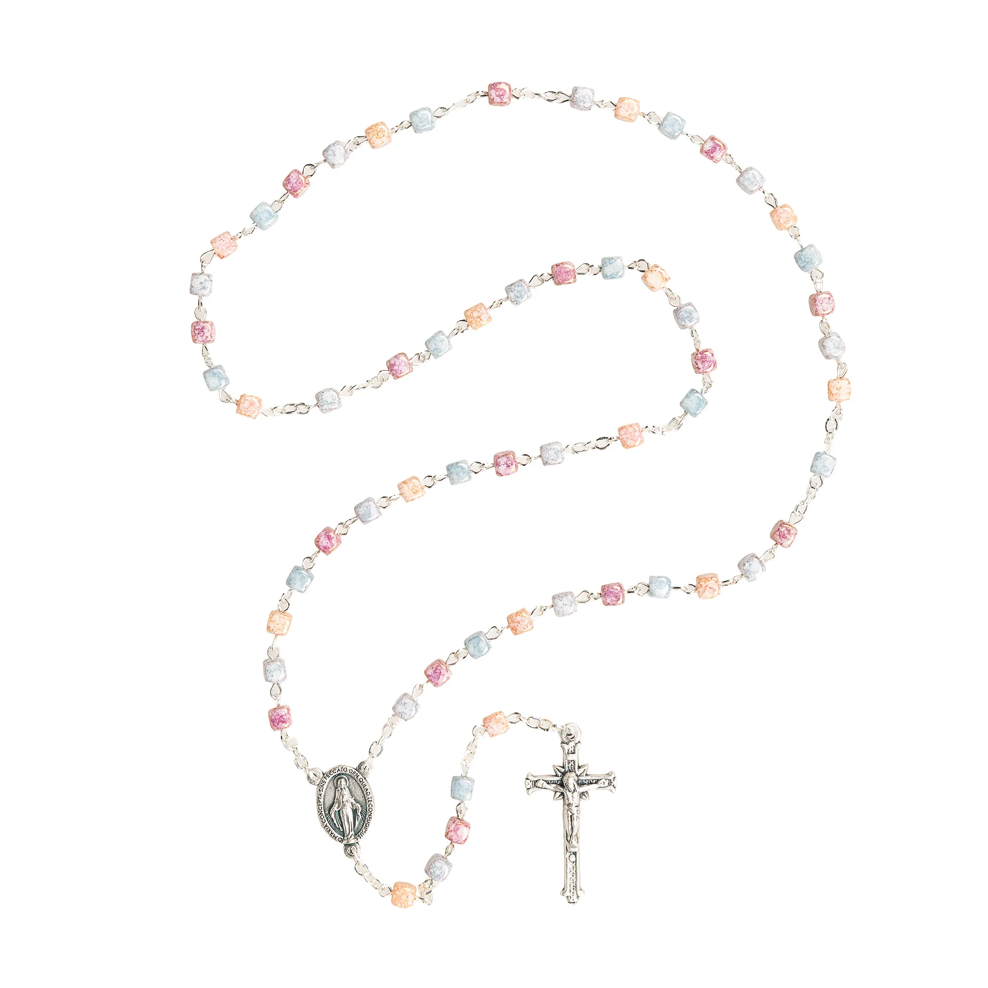 Multicolored Pastel Glass Miraculous Rosary