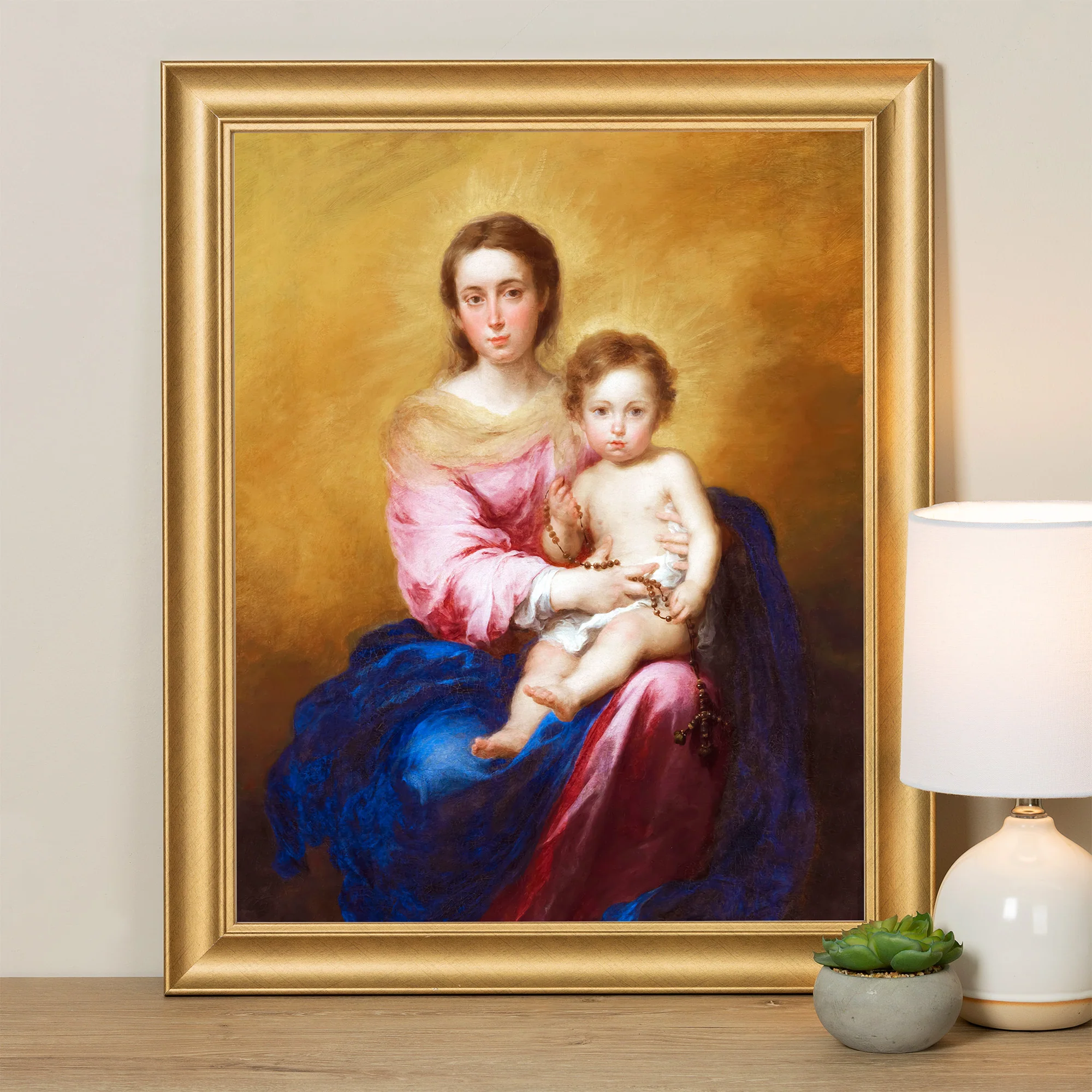 Murillo Madonna of the Rosary Gold Framed Print - Multiple Sizes