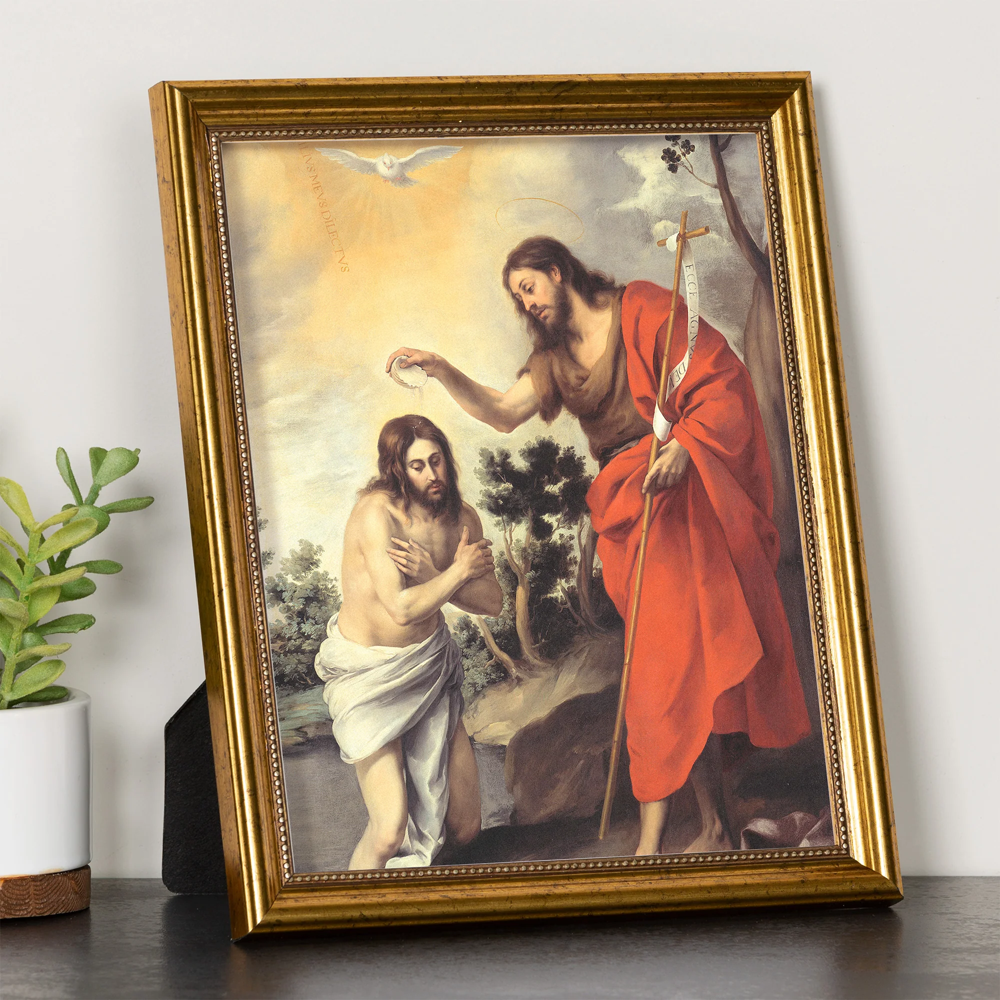 Murillo's Baptism of Christ Antique Gold Framed Print - Multiple Sizes - Image 2