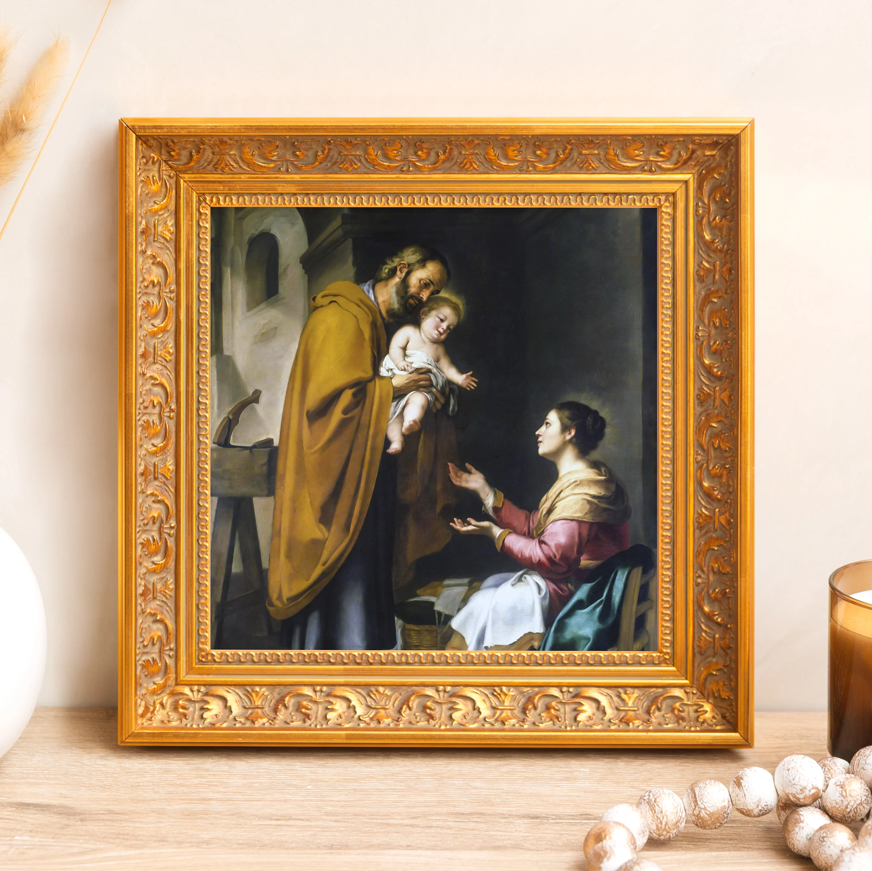 Murillo's Holy Family Framed Canvas - Sacred Mini Collection