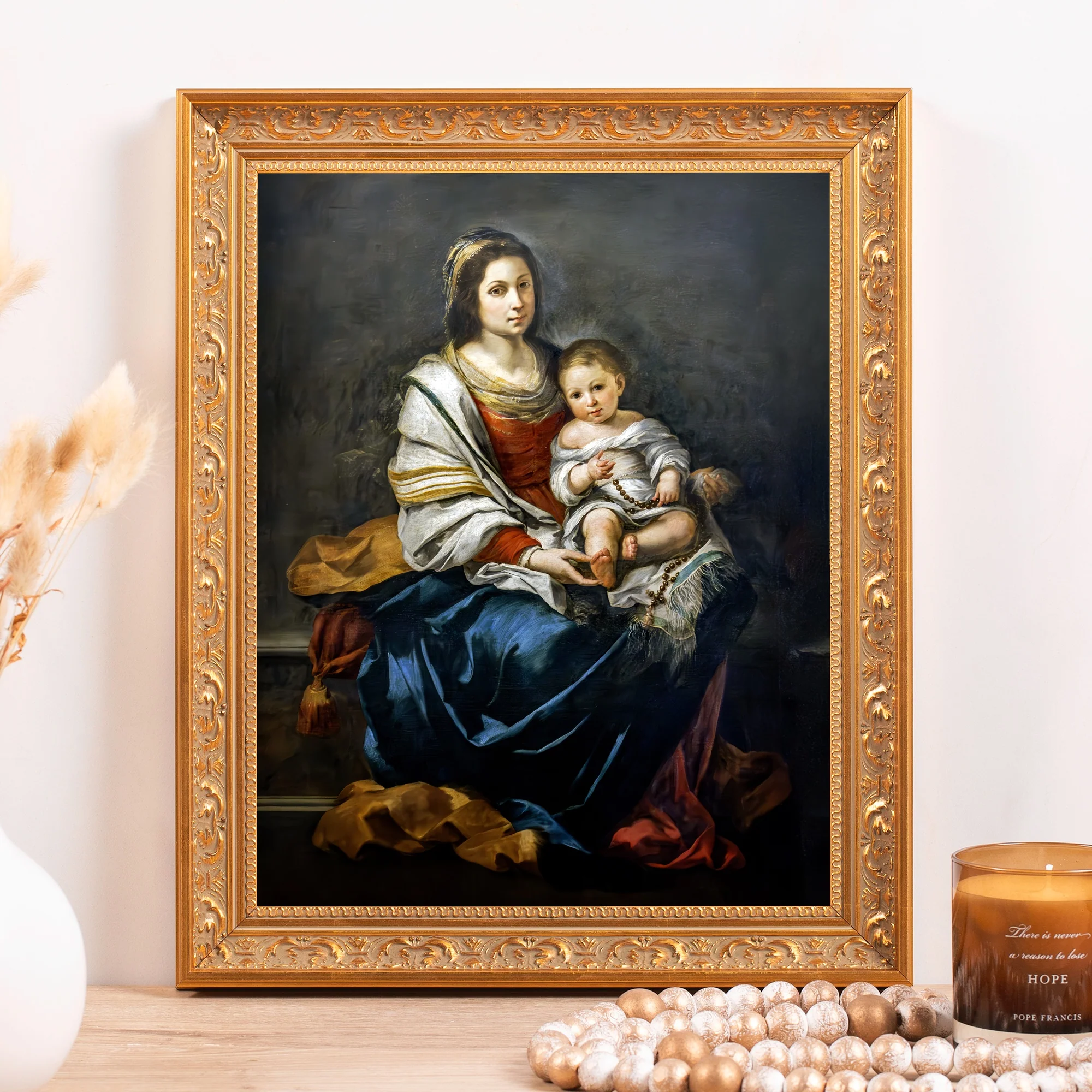 Murillo's Madonna of the Rosary Framed Canvas - Sacred Classics Collection