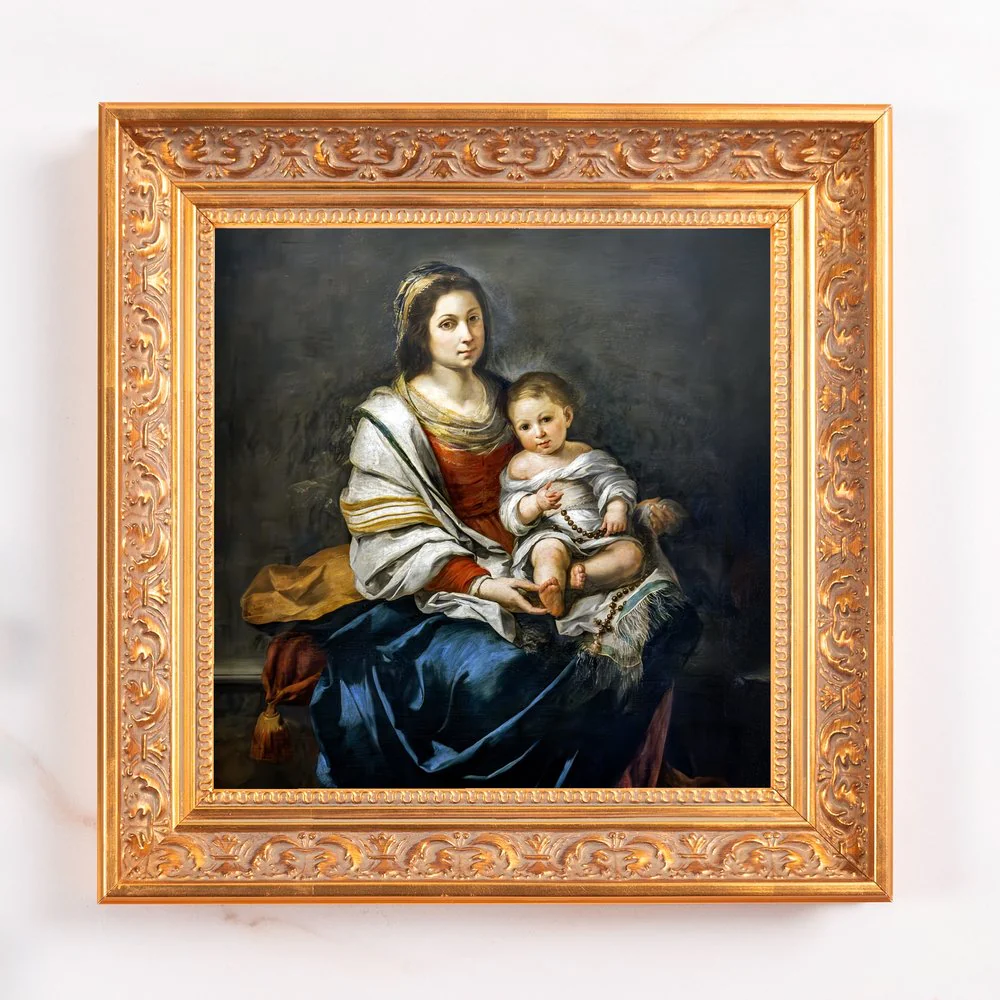 Murillo's Madonna of the Rosary Framed Canvas - Sacred Mini Collection - Image 2