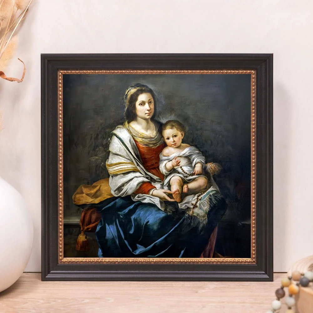 Murillo's Madonna of the Rosary Framed Canvas - Sacred Mini Collection - Image 5