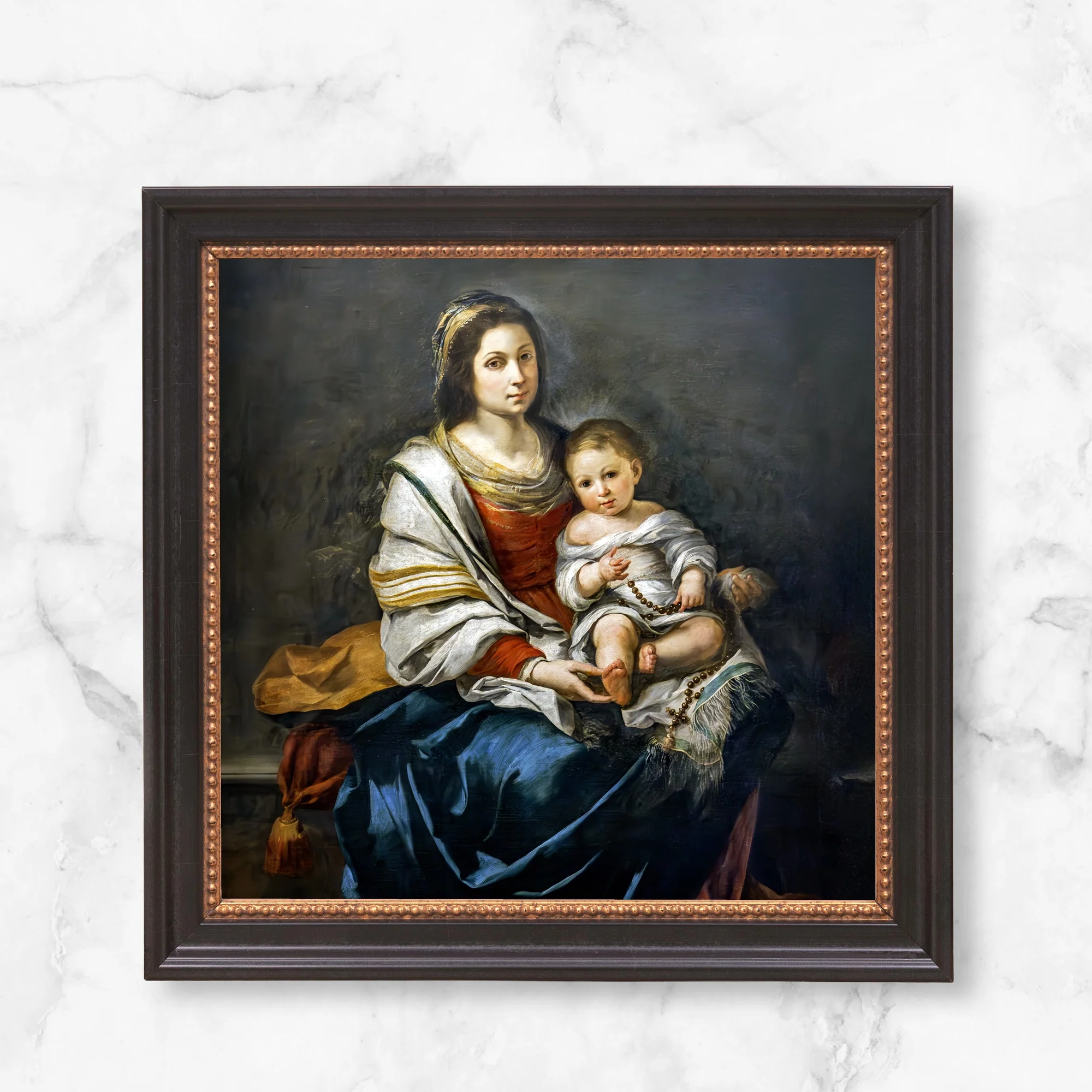 Murillo's Madonna of the Rosary Framed Canvas - Sacred Mini Collection - Image 6