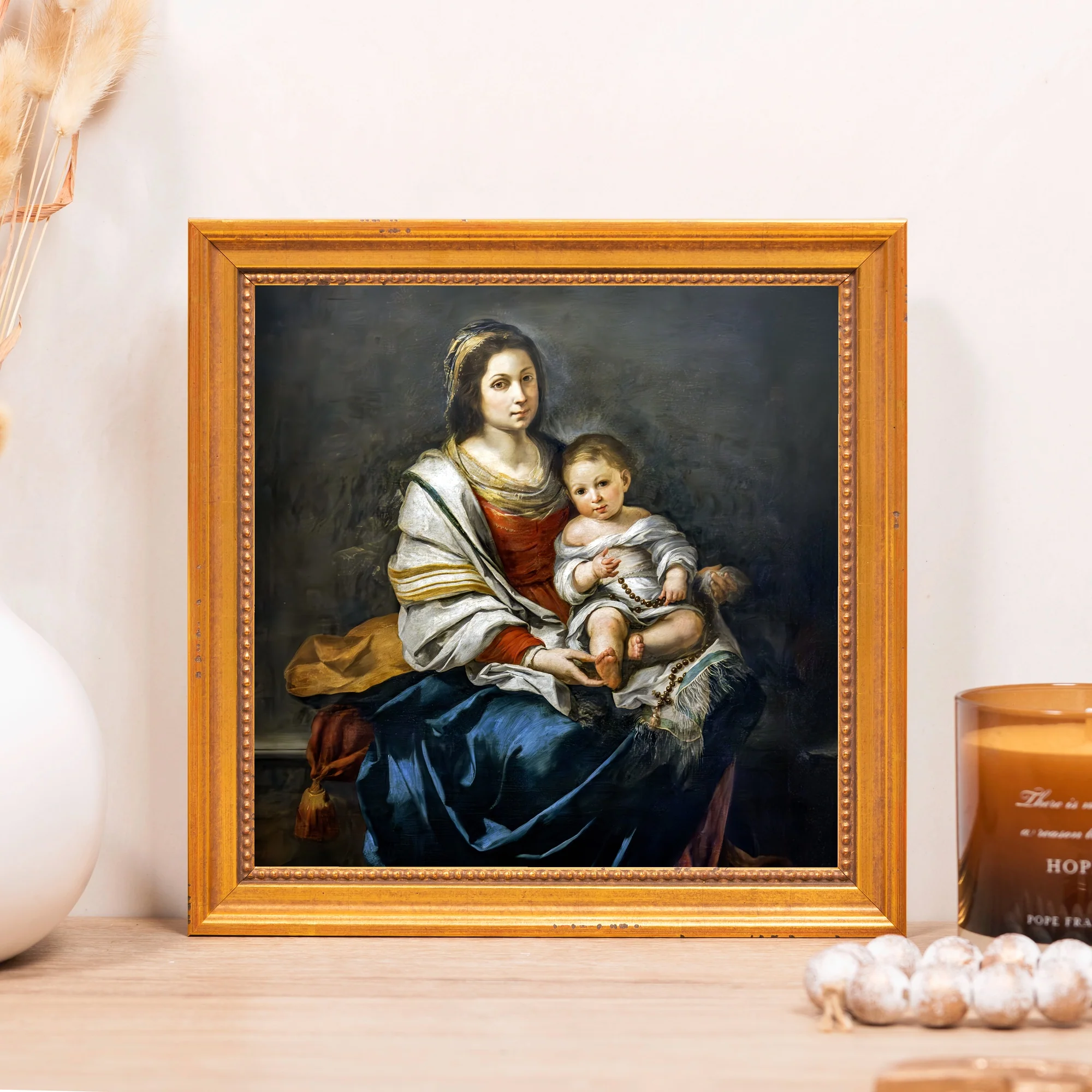 Murillo's Madonna of the Rosary Framed Canvas - Sacred Mini Collection - Image 8