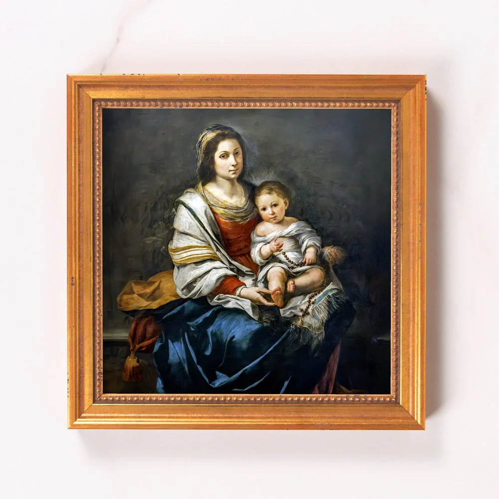 Murillo's Madonna of the Rosary Framed Canvas - Sacred Mini Collection - Image 9