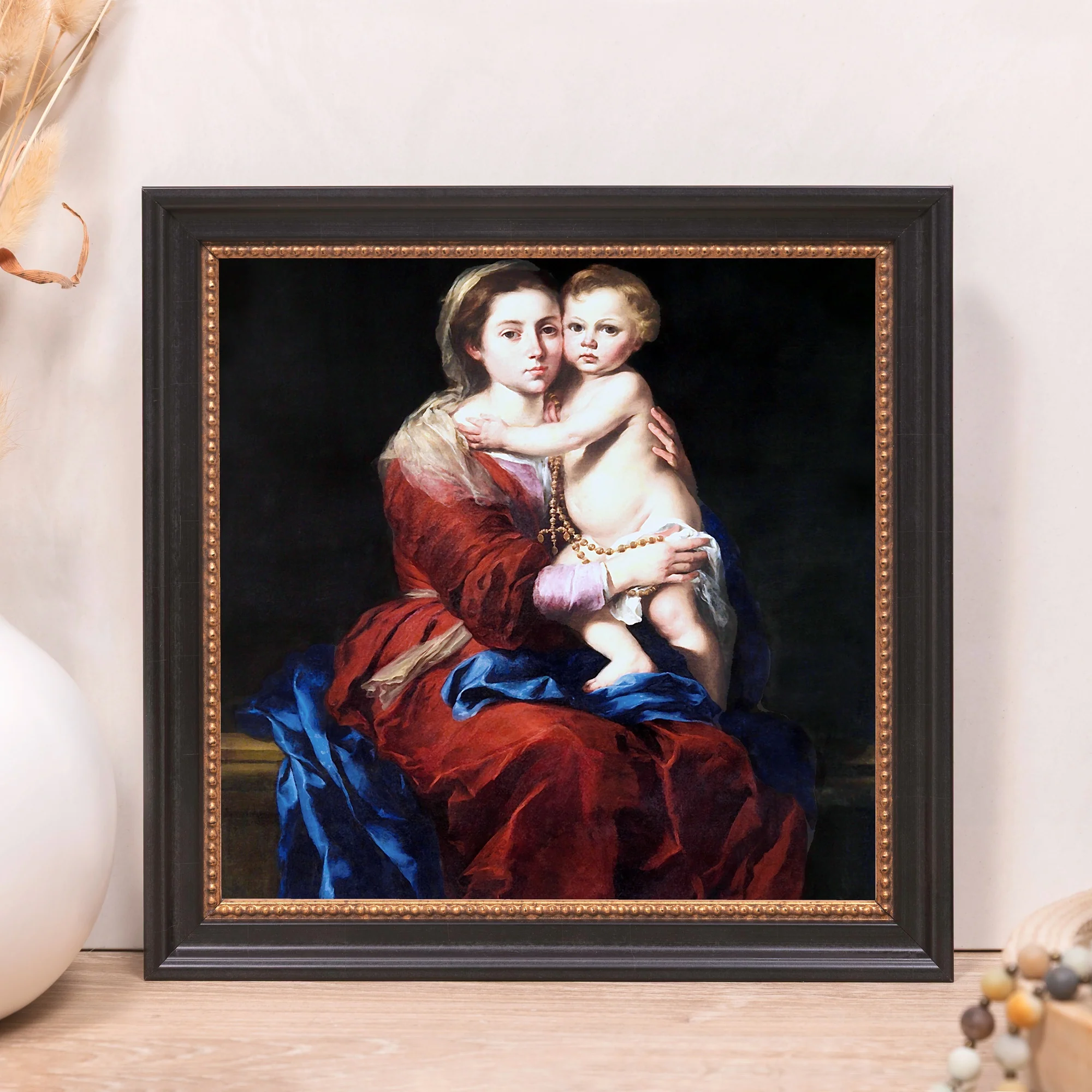 Murillo's Our Lady of the Rosary Framed Canvas - Sacred Mini Collection - Image 8