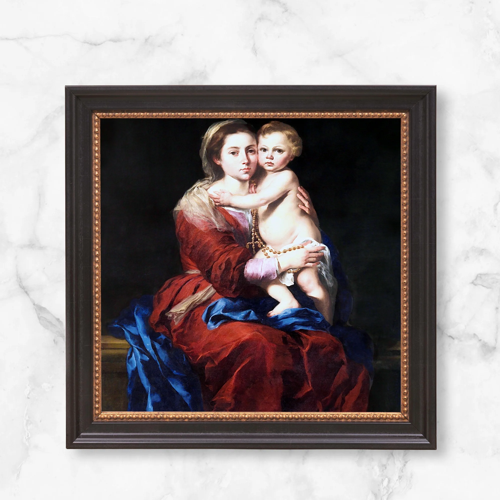 Murillo's Our Lady of the Rosary Framed Canvas - Sacred Mini Collection - Image 9