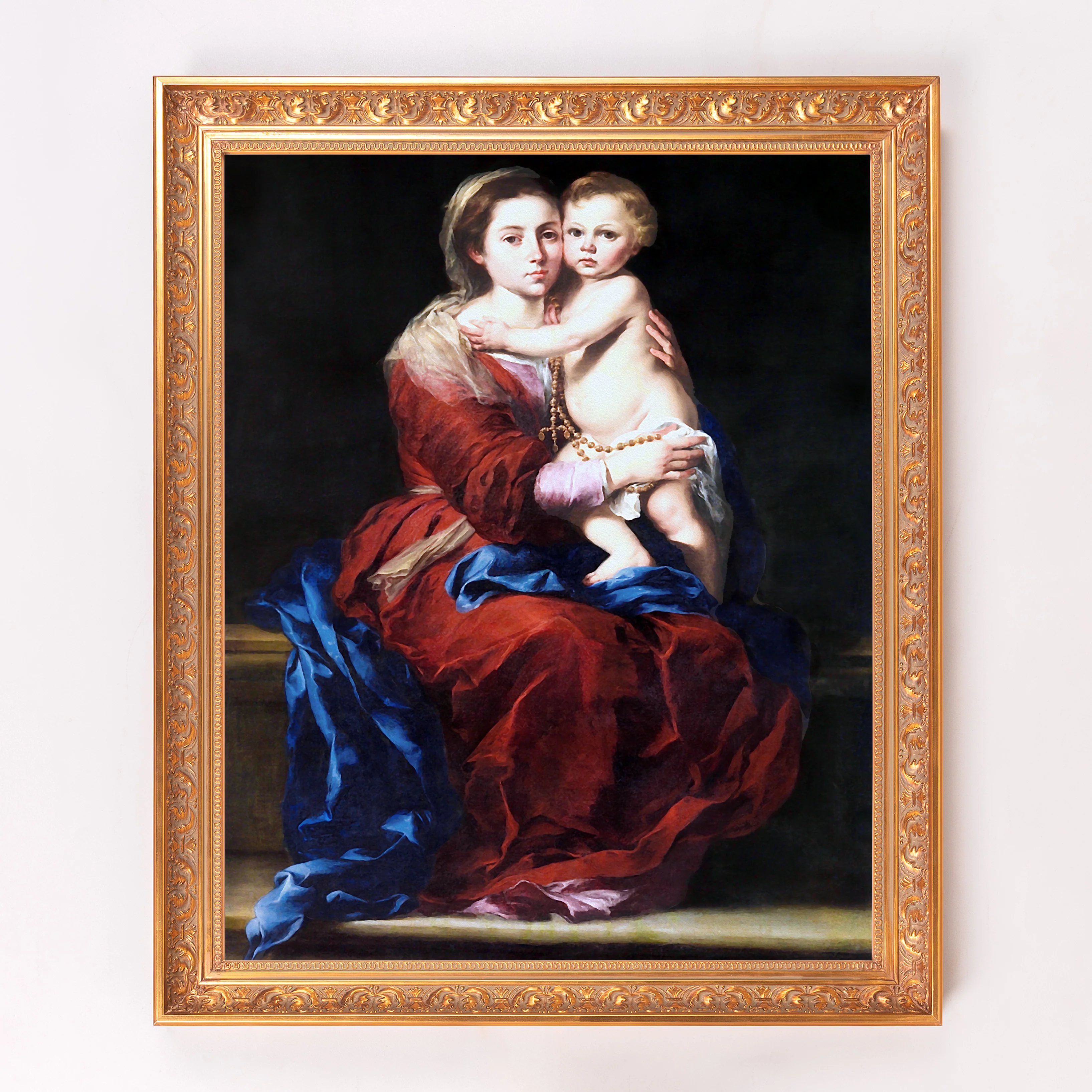 Murillo's Our Lady of the Rosary Framed Canvas - Sacred Signature Collection - Image 2
