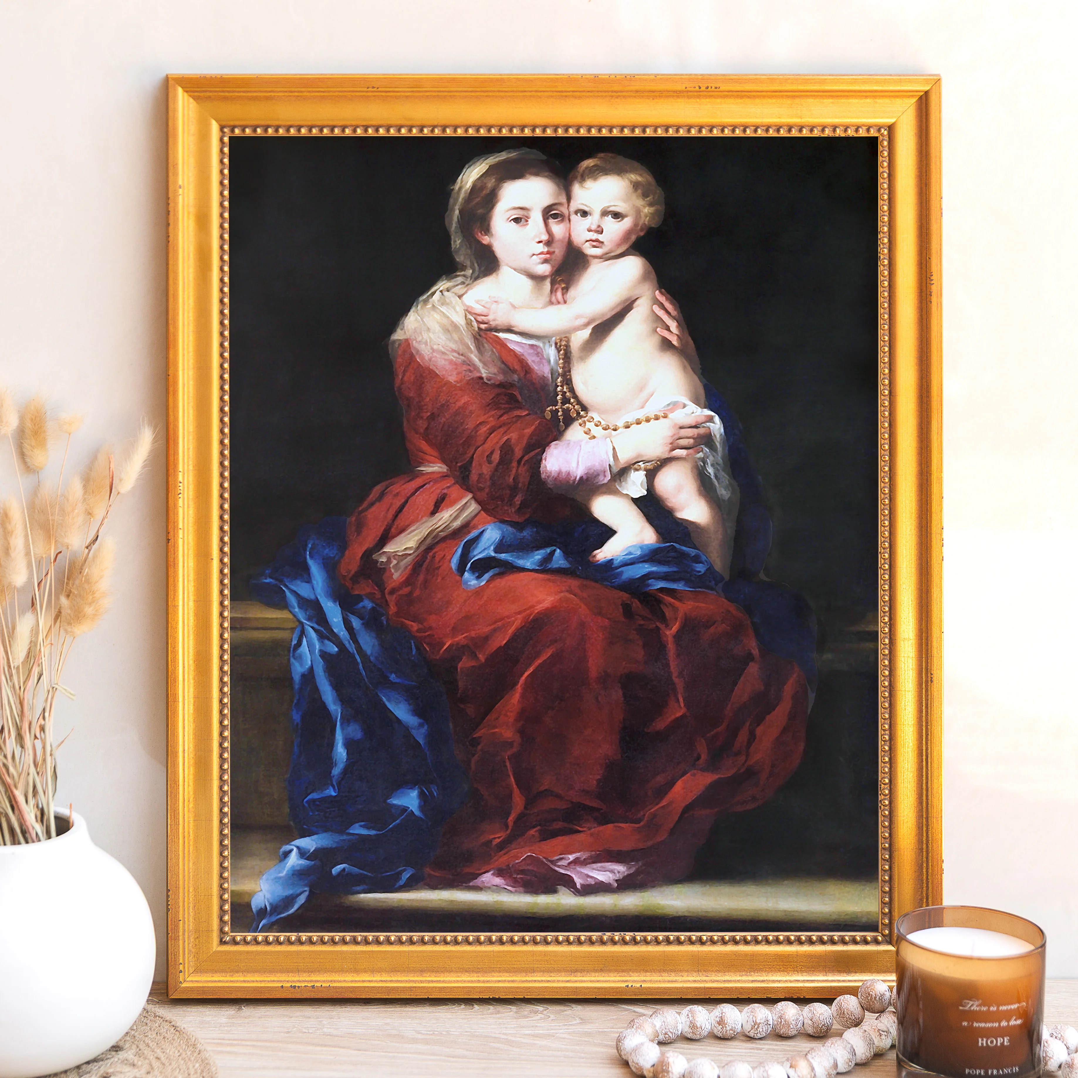 Murillo's Our Lady of the Rosary Framed Canvas - Sacred Signature Collection - Image 9