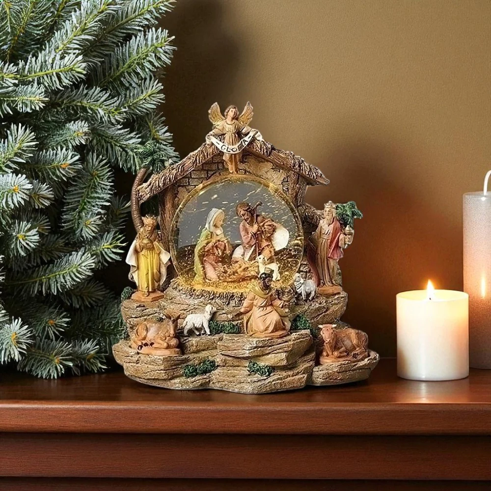 Musical Nativity Water Dome - 7.75"