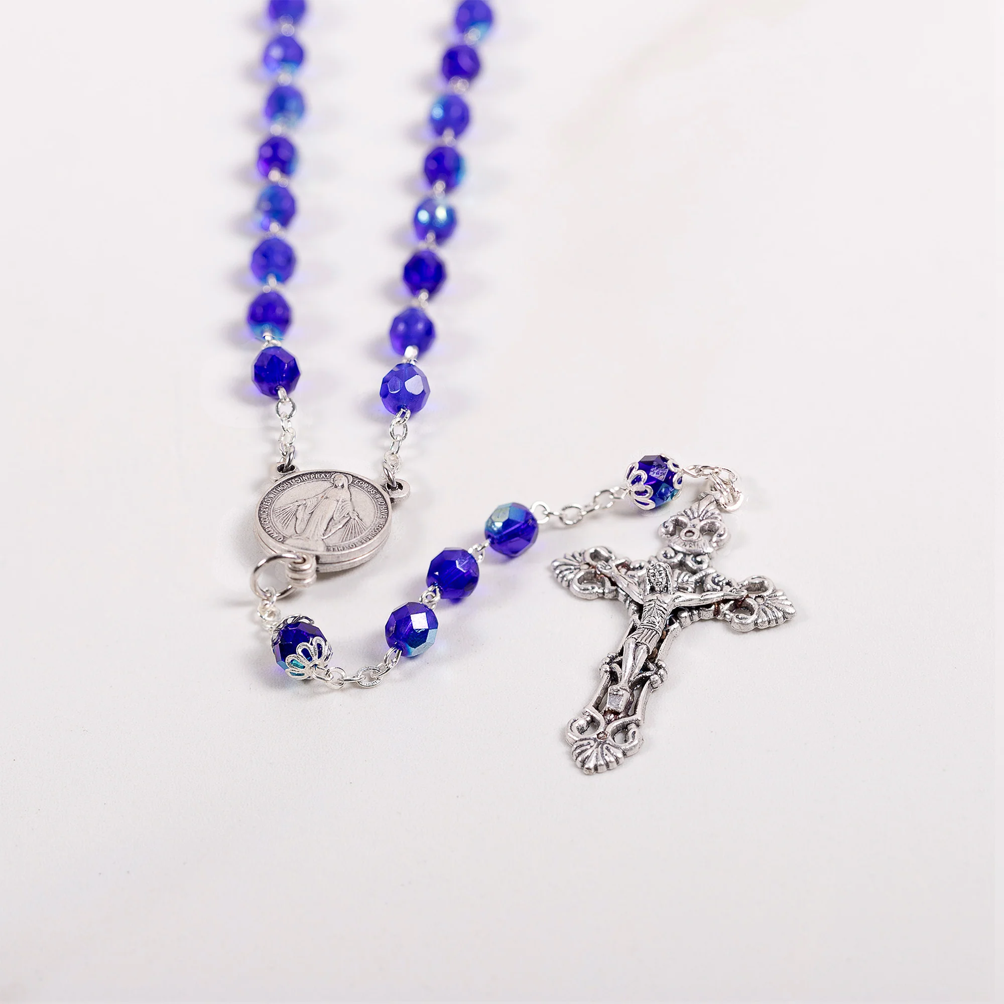 Mysteries Centerpiece Blue Crystal Rosary - Image 2