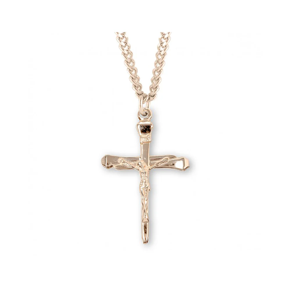 Nail Crucifix Necklace on 24" Chain in Gold/Sterling or Sterling Silver - Image 4