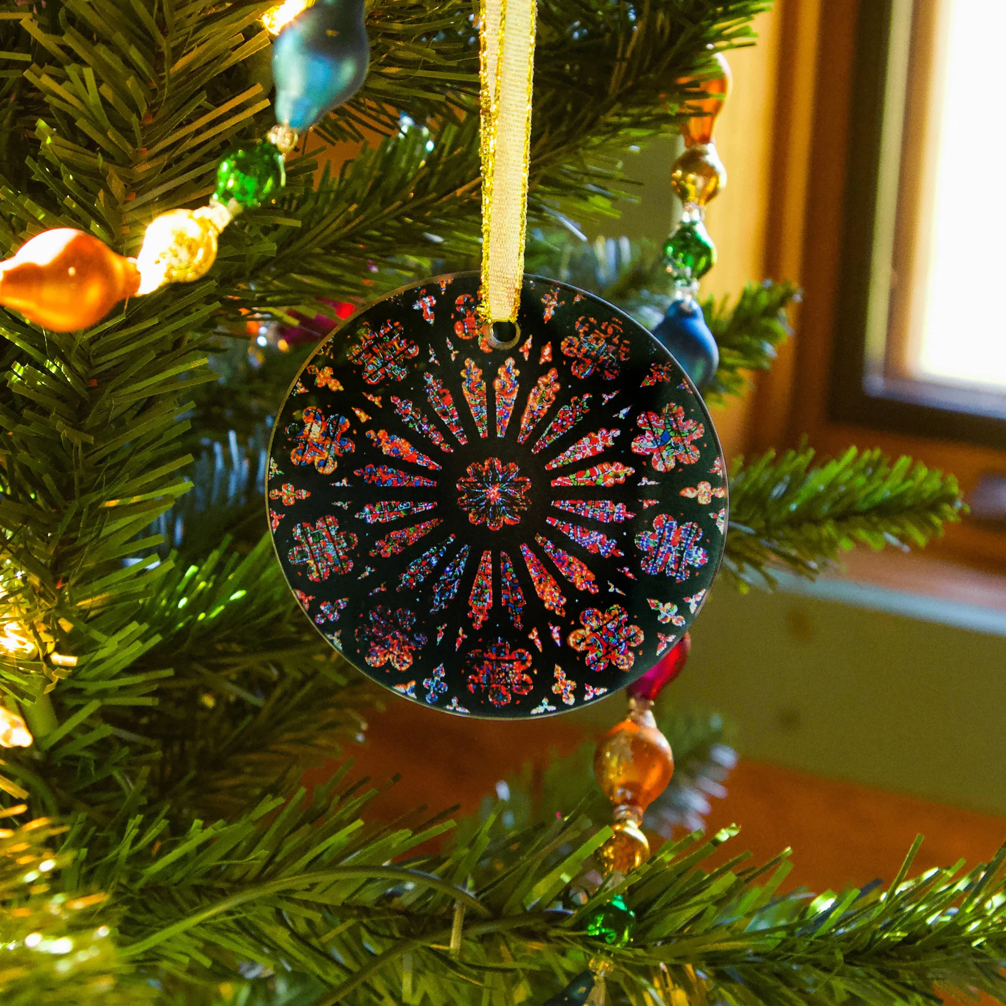 National Cathedral Rose Window Glass Ornament