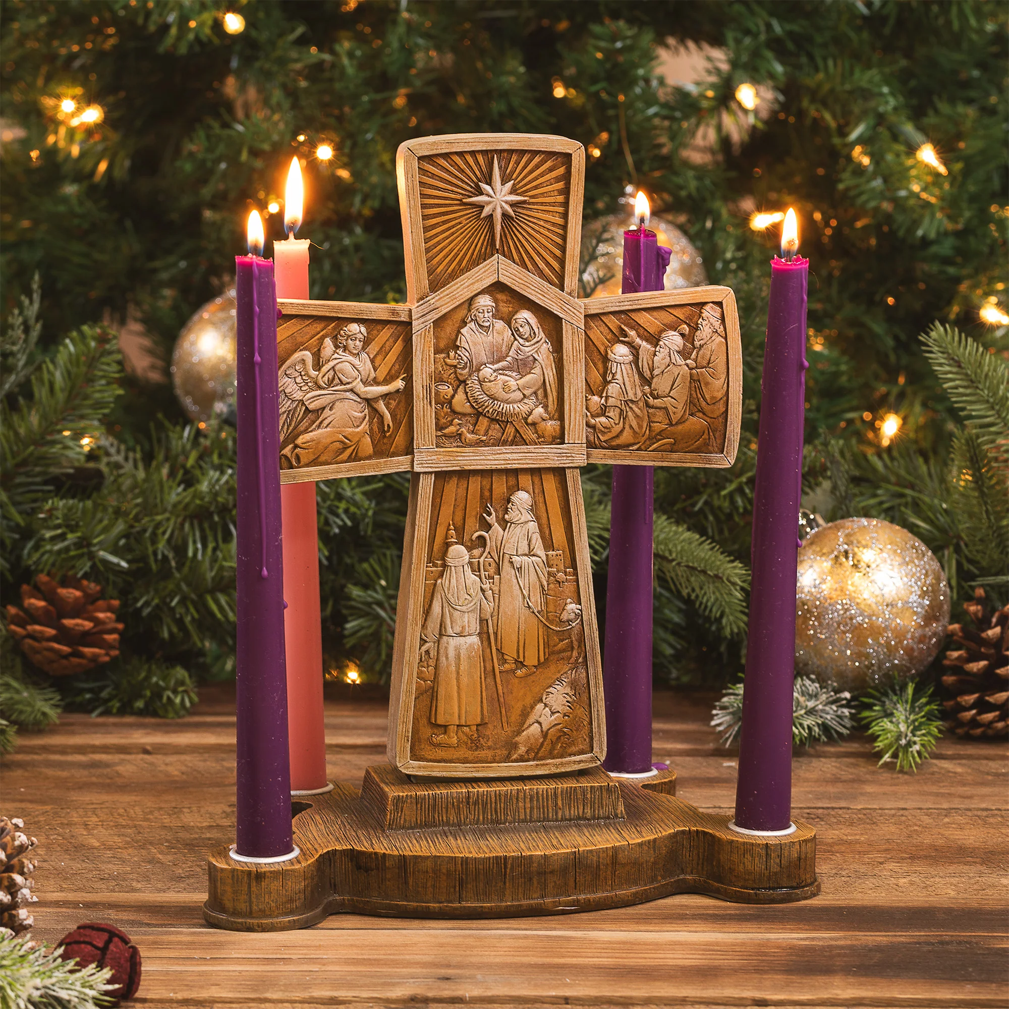 Nativity Cross Advent Candleholder - Image 2