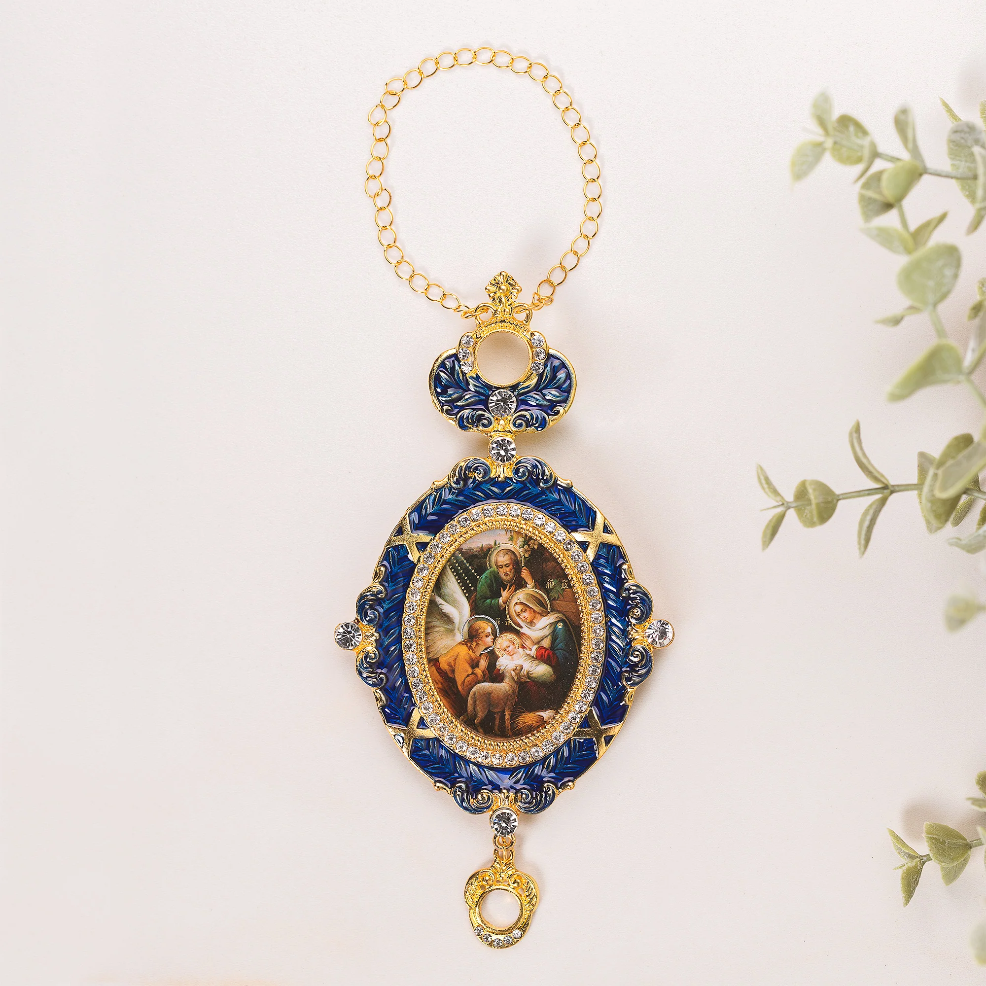 Nativity Enameled Icon Pendant Ornament - Image 2