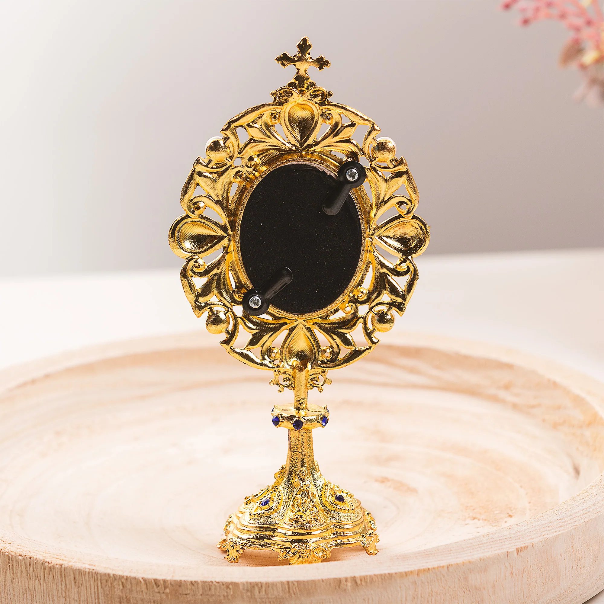 Nativity Holy Family Pearl Jeweled Monstrance Reliquary style icon Shrine, 7 inch - Image 3