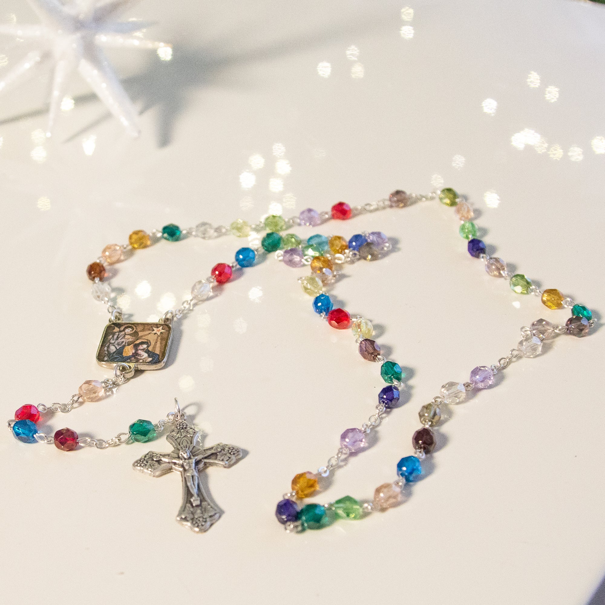 Nativity Multicolored Glass Rosary