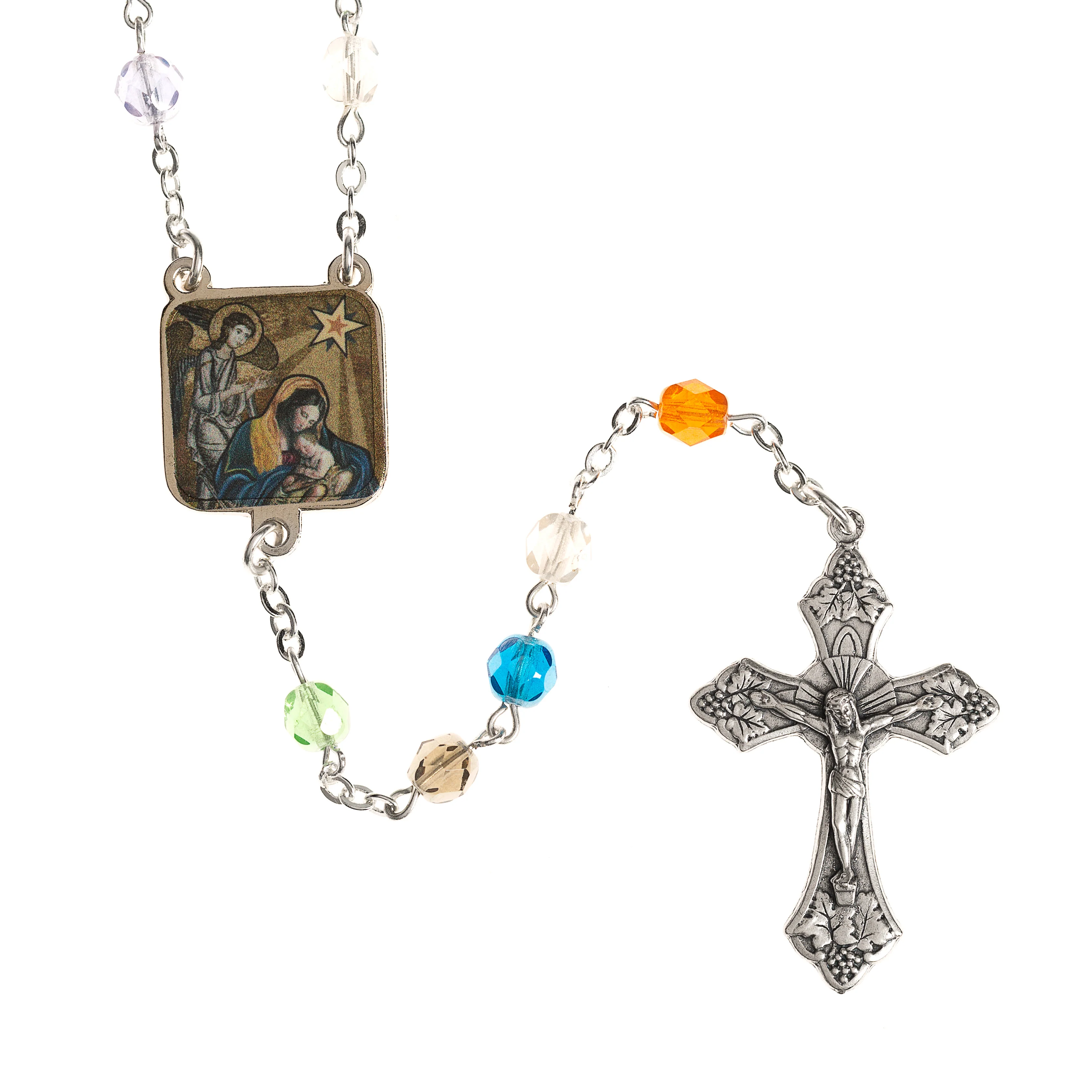 Nativity Multicolored Glass Rosary - Image 3