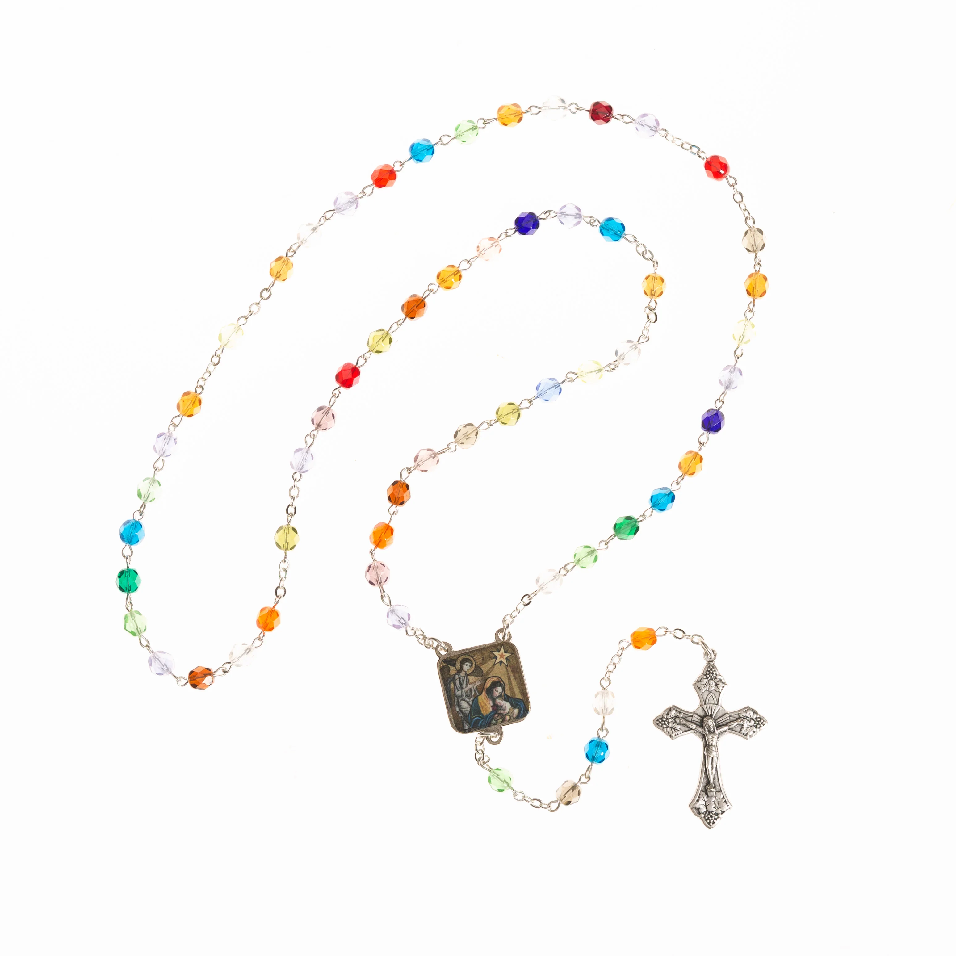 Nativity Multicolored Glass Rosary - Image 4