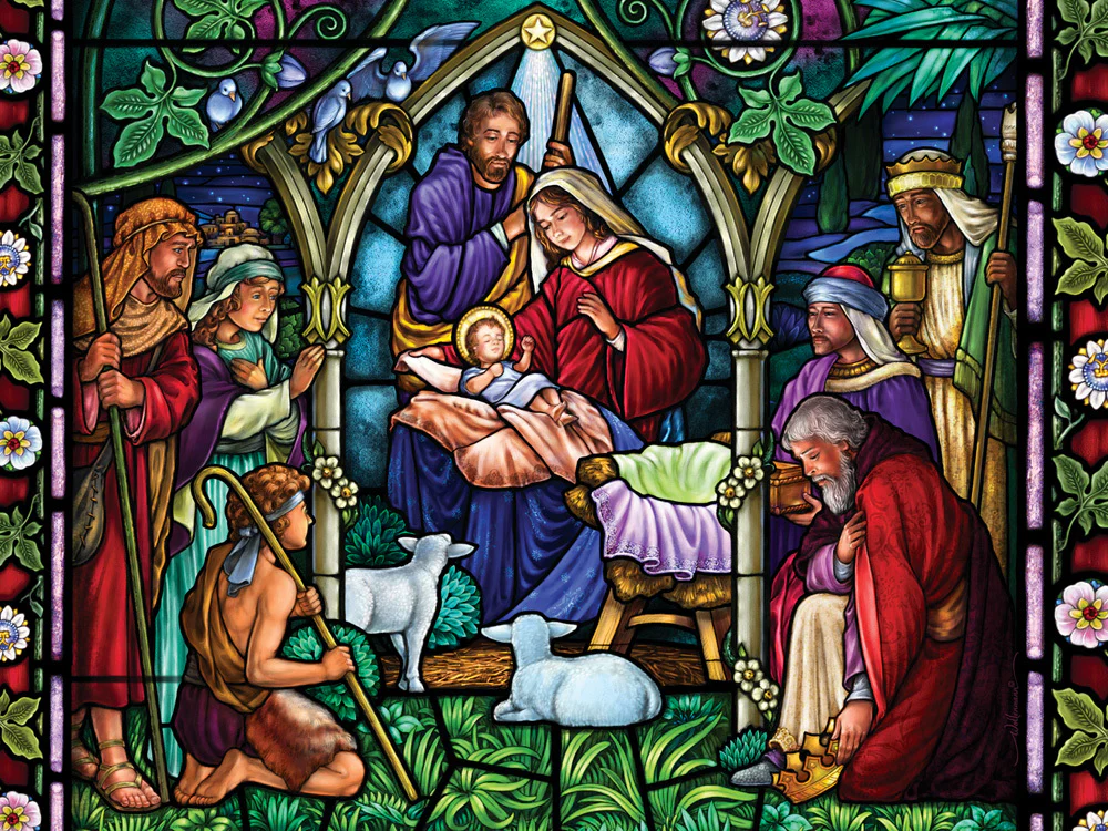 Nativity Stained Glass Jigsaw Puzzle - 550 Pieces