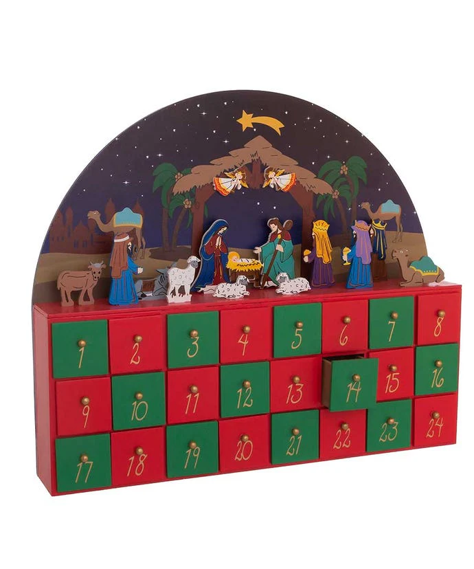 Nativity Wooden Advent Calendar with Treat Drawers - Image 3