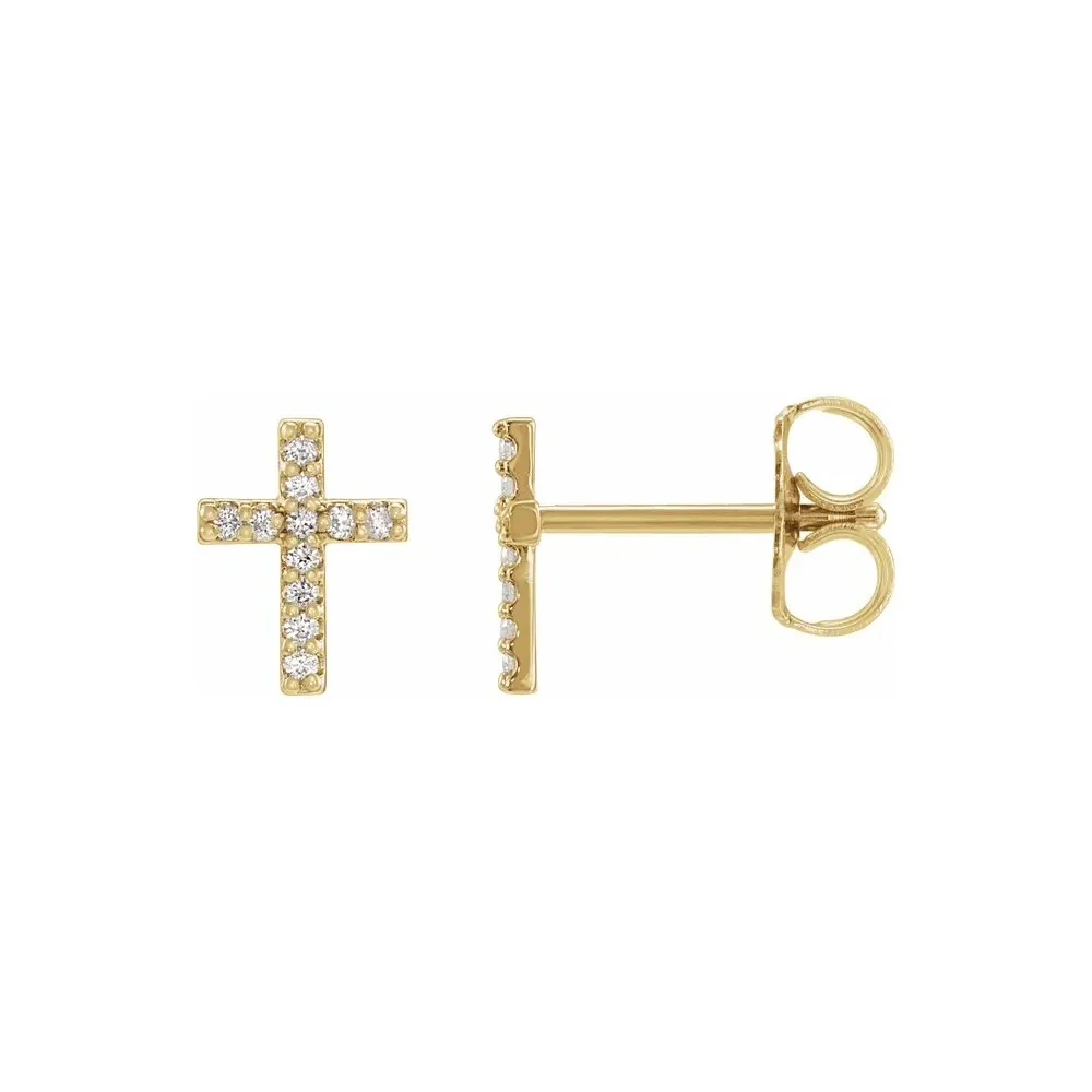Natural Diamond Cross Stud Earrings