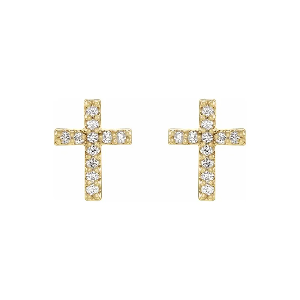 Natural Diamond Cross Stud Earrings - Image 2